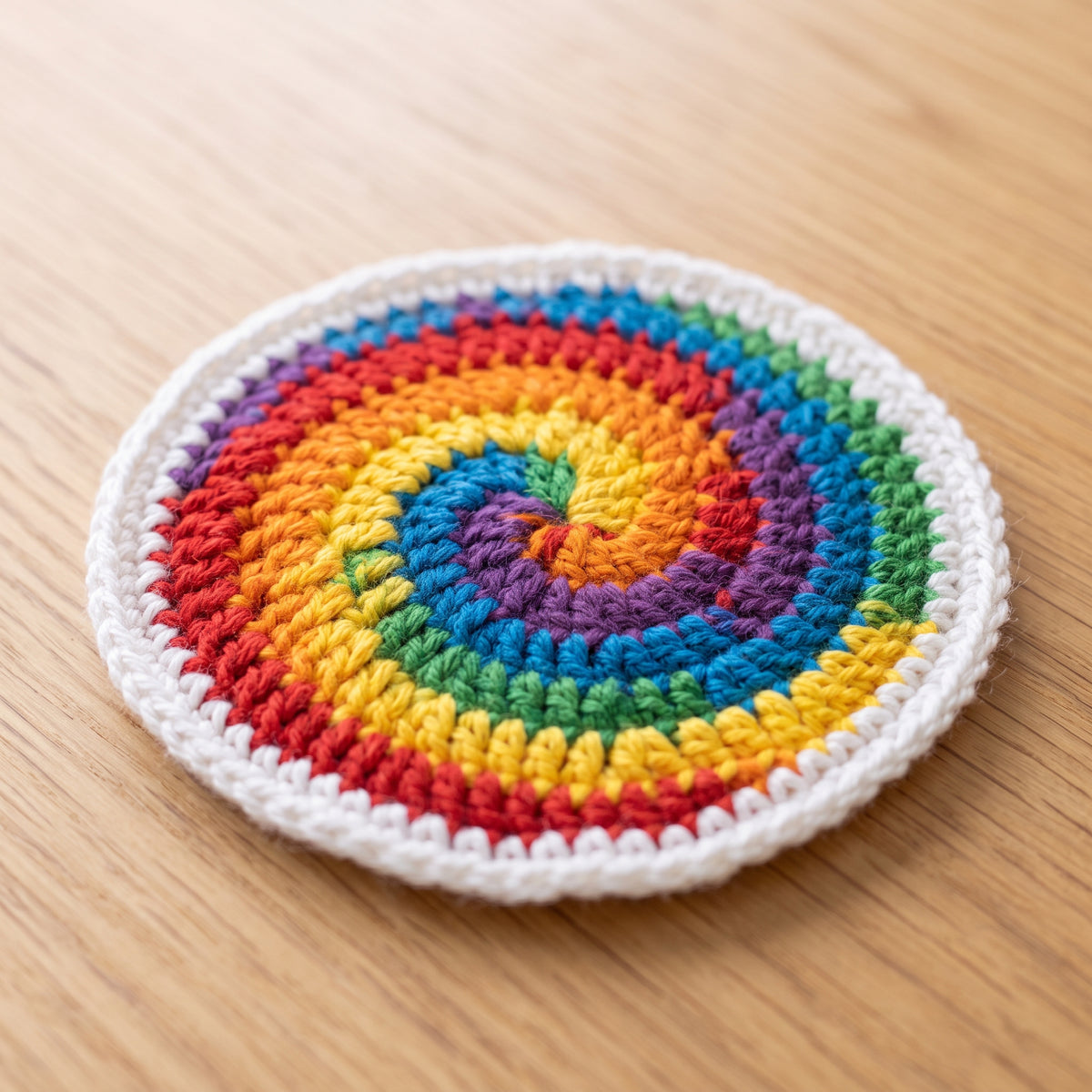 Spiral Swirl Coasters and Placemats Crochet Pattern PDF, Rainbow Motif Table Set, Quick Scrap Yarn Project