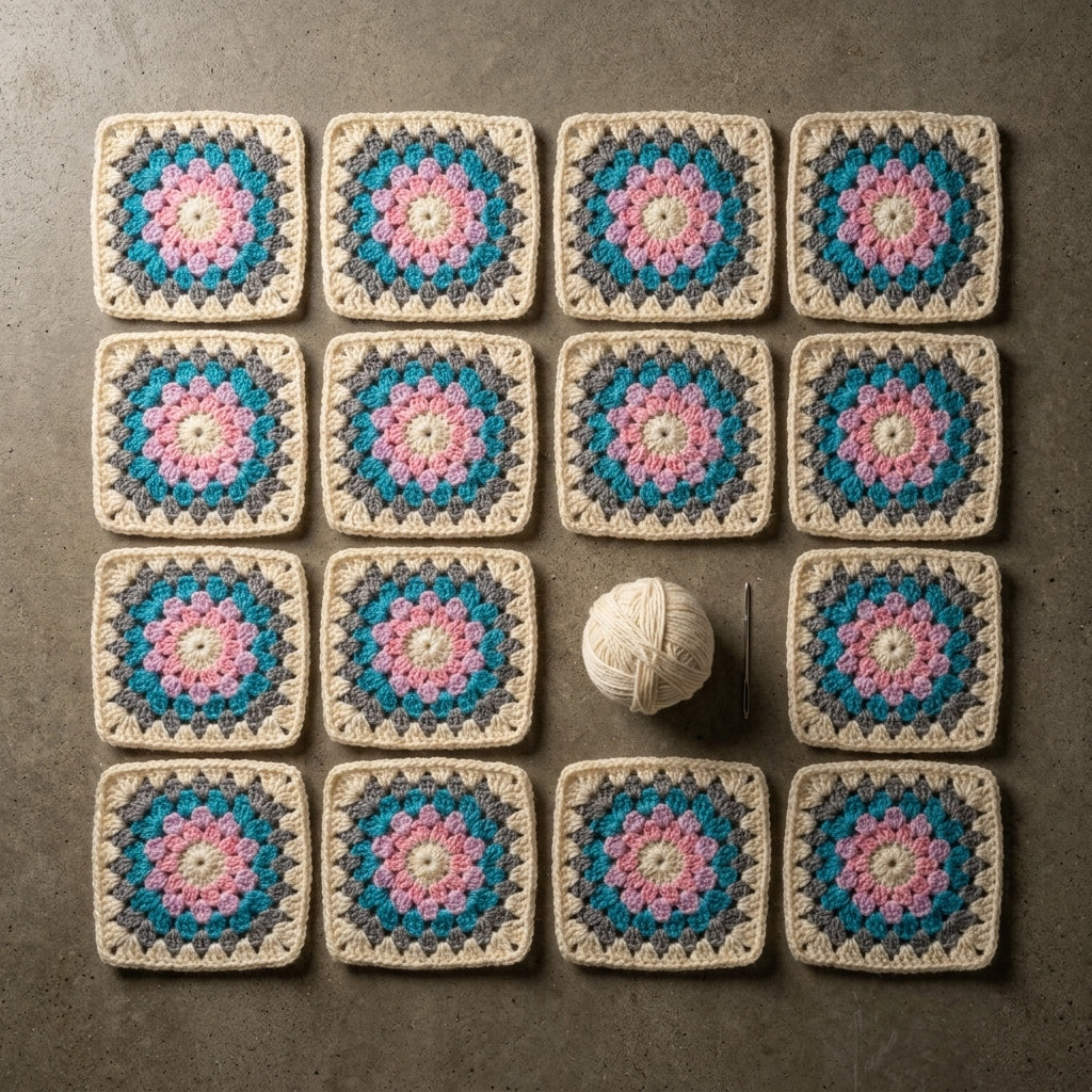 Granny Square Cardigan Crochet Pattern PDF, Tie Front, Sizes S–2XL