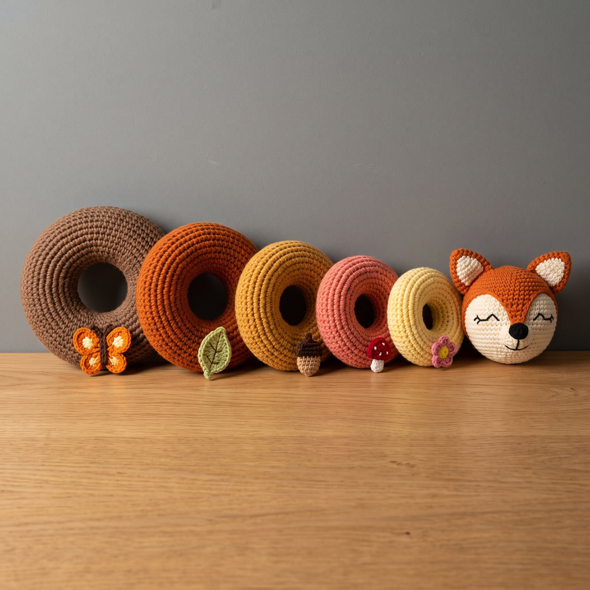 Crochet Stacking Toy Pattern Bundle PDF, 6 Animal Stacking Rings