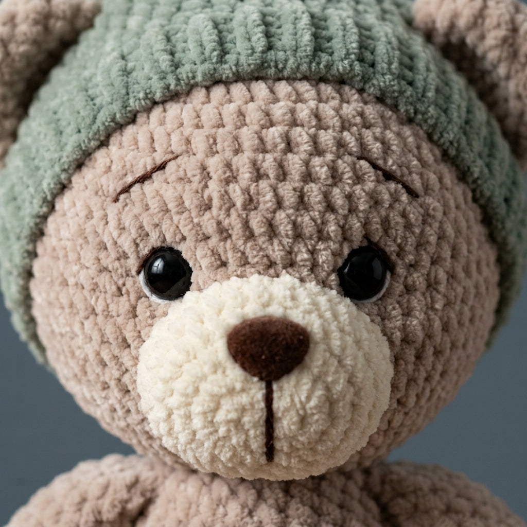Teddy Bear Crochet Pattern PDF with Overalls & Beanie, Amigurumi