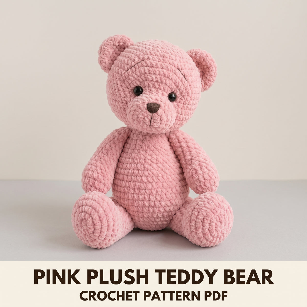 Teddy Bear Crochet Pattern PDF, Plush Amigurumi Bear in Chenille Yarn, Easy Baby Shower Gift, US Term