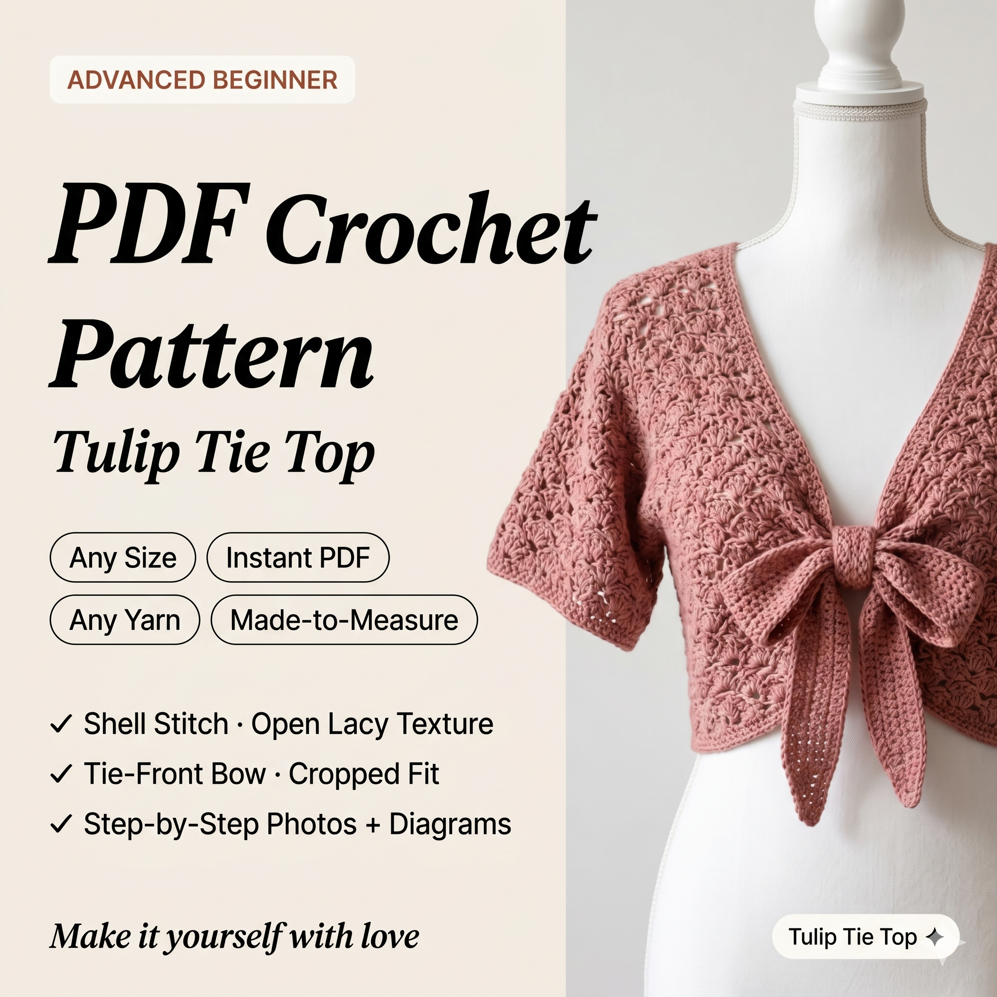 Tulip Tie Top Crochet Pattern | PDF Download