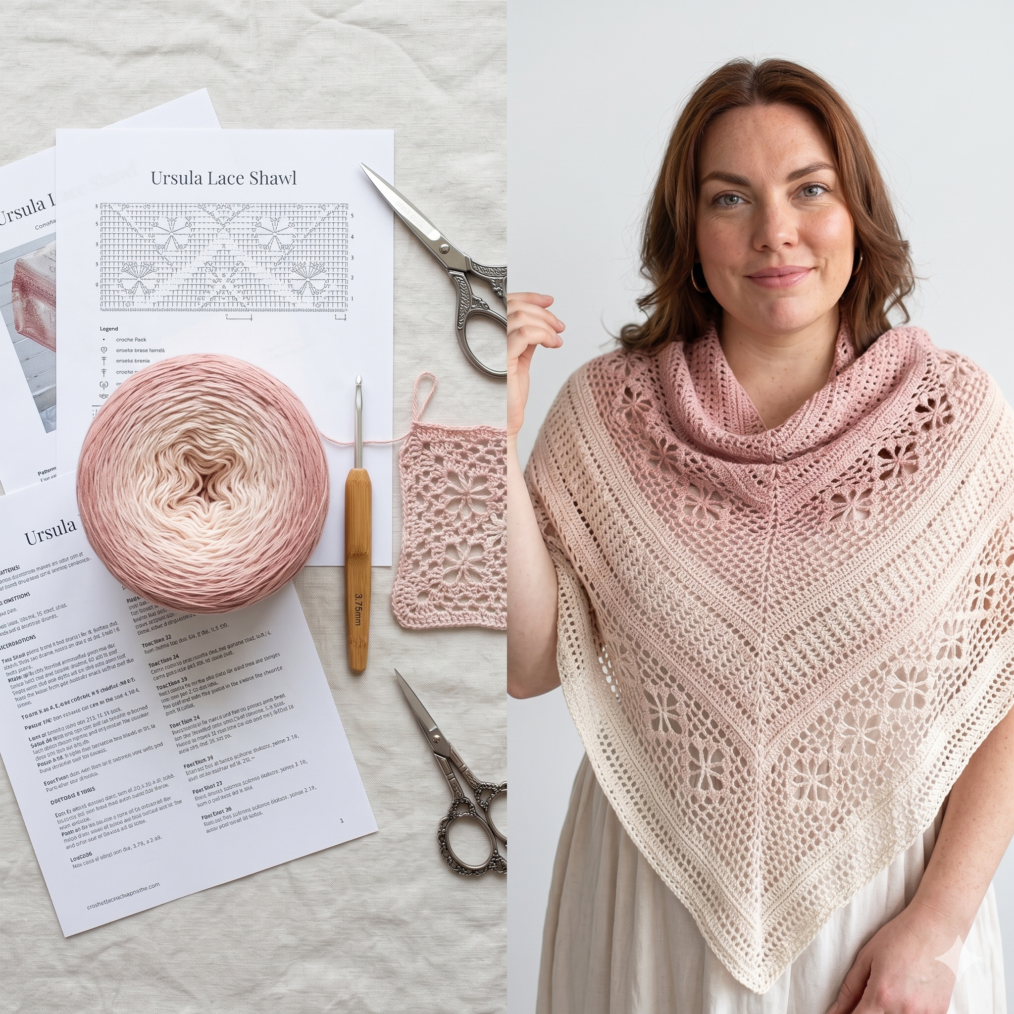 Crochet Shawl Pattern: Ursula Easy Tutorial (Digital Download)