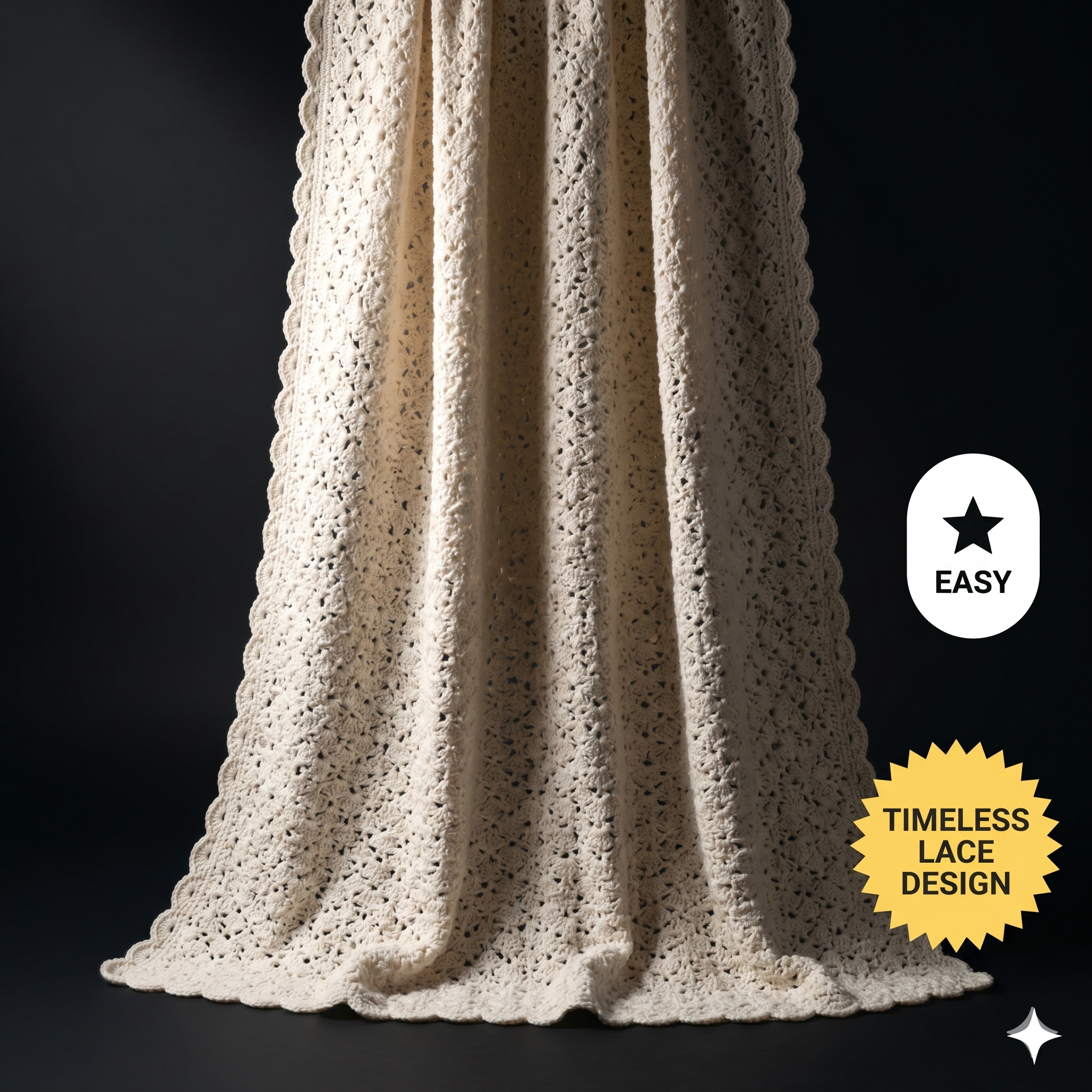 CROCHET PATTERN | Vintage-inspired throw blanket | feminine lacy blanket | Downton Abbey