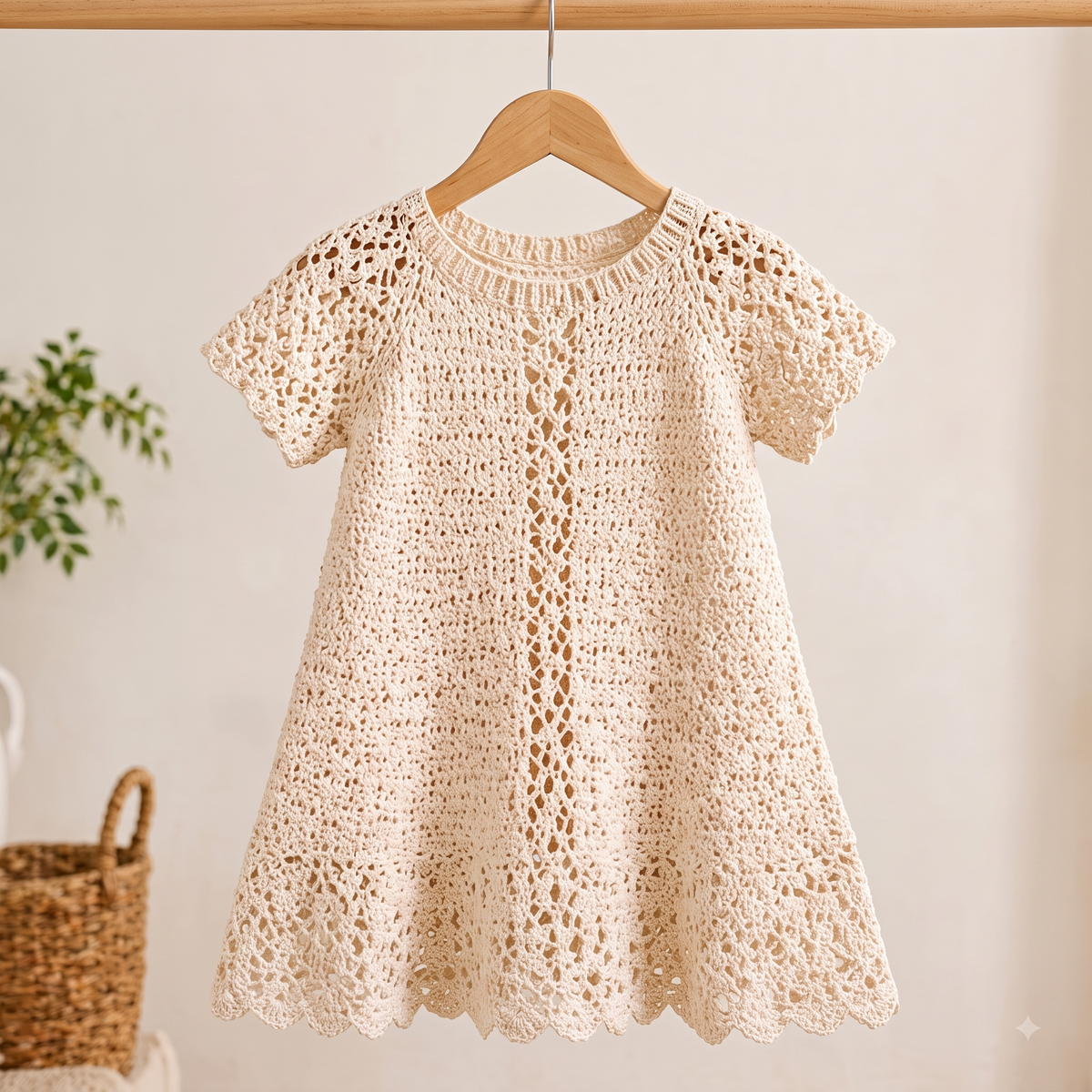 Crochet Girls Dress Pattern | Heirloom Lace Dress with Scalloped Hem | Sizes 1-8 Years | Flower Girl Dress | Instant Download PDF