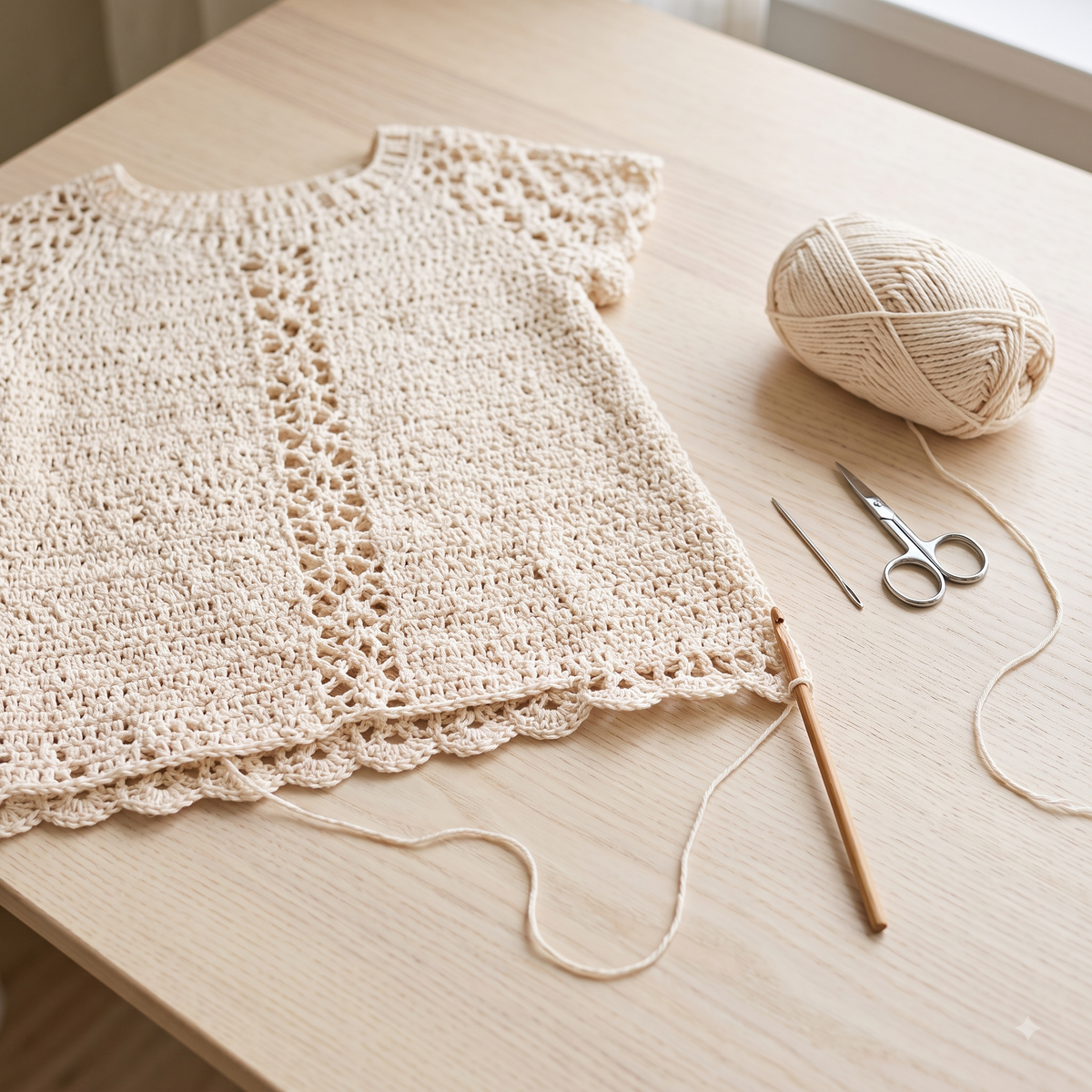 Crochet Girls Dress Pattern | Heirloom Lace Dress with Scalloped Hem | Sizes 1-8 Years | Flower Girl Dress | Instant Download PDF