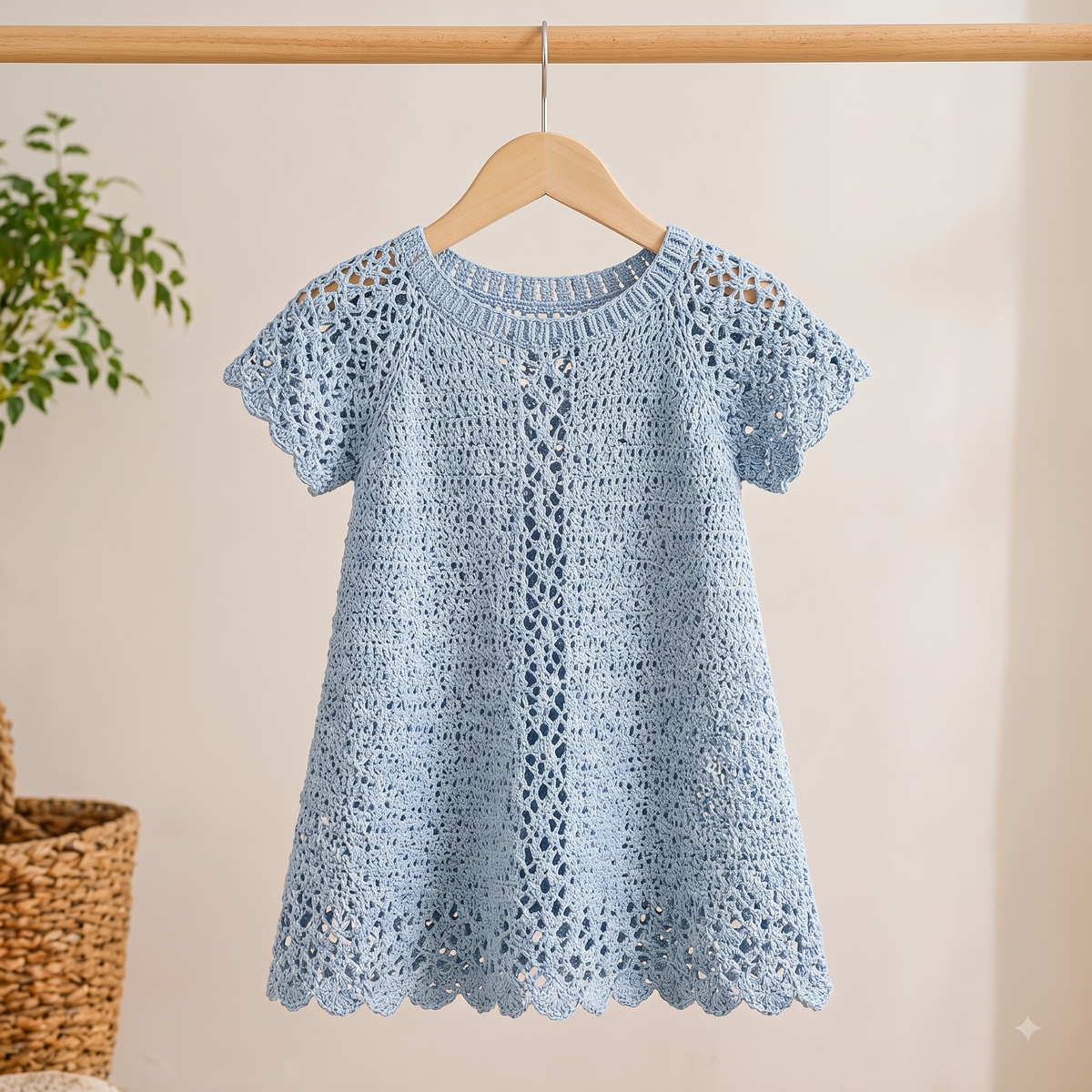Crochet Girls Dress Pattern | Heirloom Lace Dress with Scalloped Hem | Sizes 1-8 Years | Flower Girl Dress | Instant Download PDF