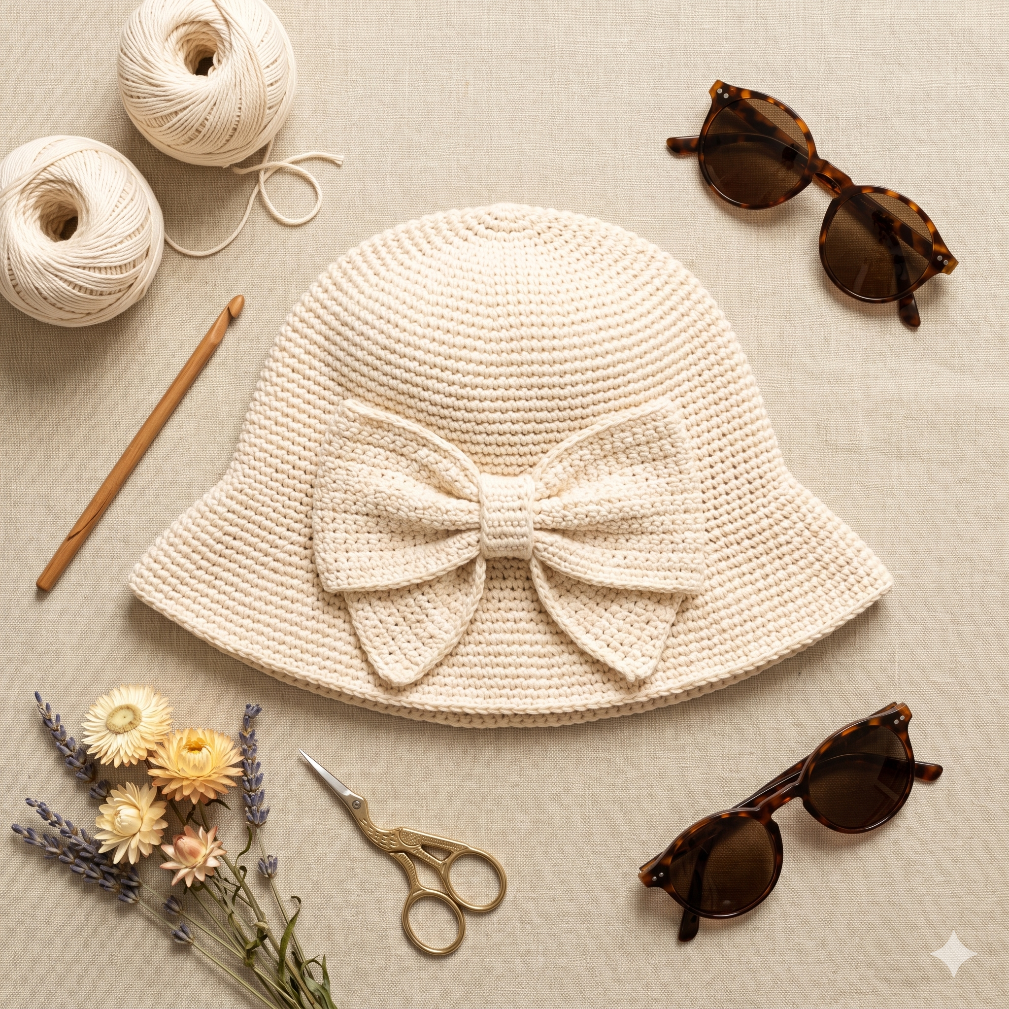 Vintage Bow Hat โ Crochet Pattern (PDF) | Summer Sun Hat with Bow