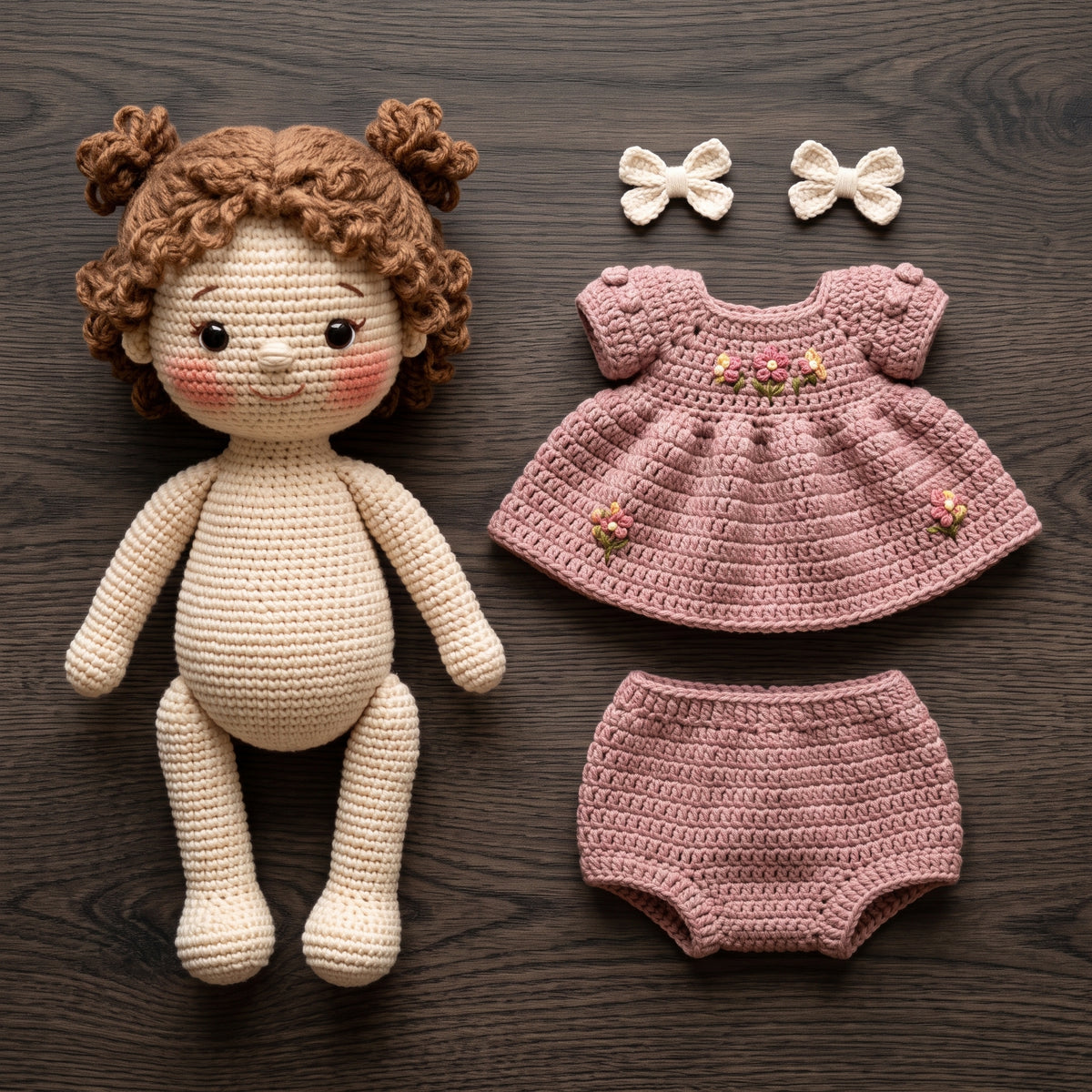 Vintage Doll Crochet Pattern PDF | Amigurumi | Curly Hair & Dress