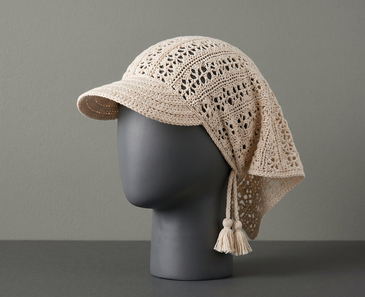 Crochet Visor Kerchief Pattern PDF, Sun Visor Head Scarf, Bandana