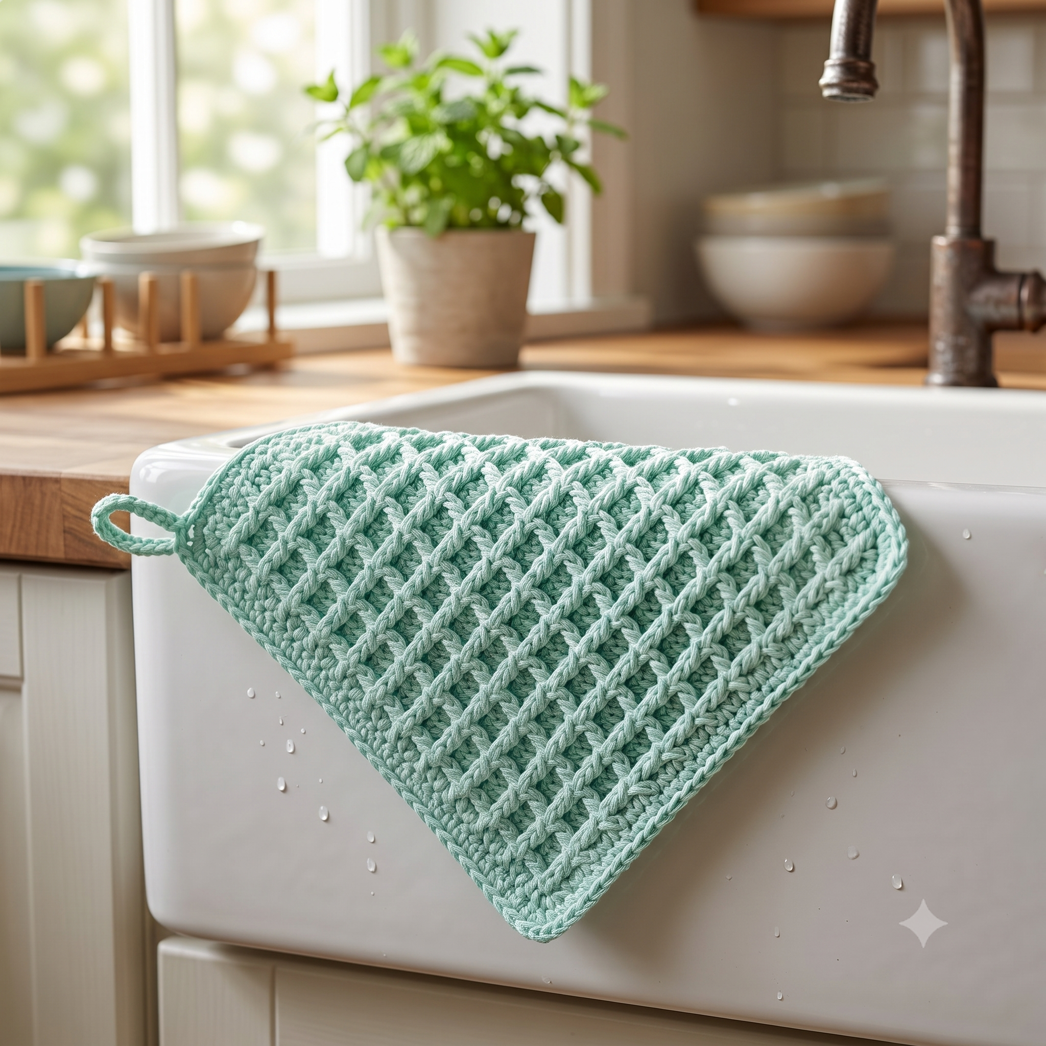 Waffle Stitch Crochet Dishcloth Pattern PDF, Easy Beginner Kitchen Cloth, Textured Washcloth, Reusable Dishcloth, US Terms, Instant Download