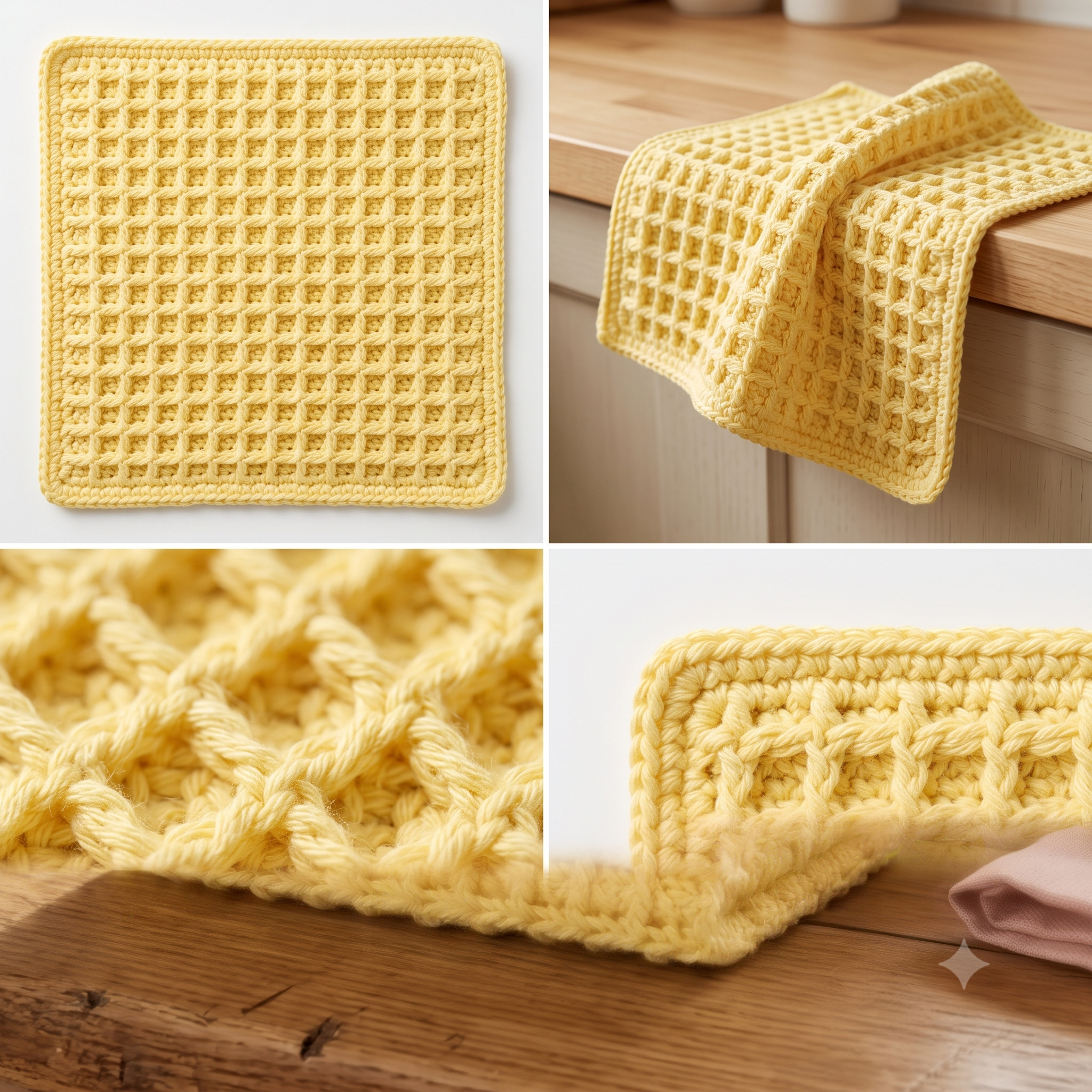 Waffle Stitch Crochet Dishcloth Pattern PDF, Easy Beginner Kitchen Cloth, Textured Washcloth, Reusable Dishcloth, US Terms, Instant Download
