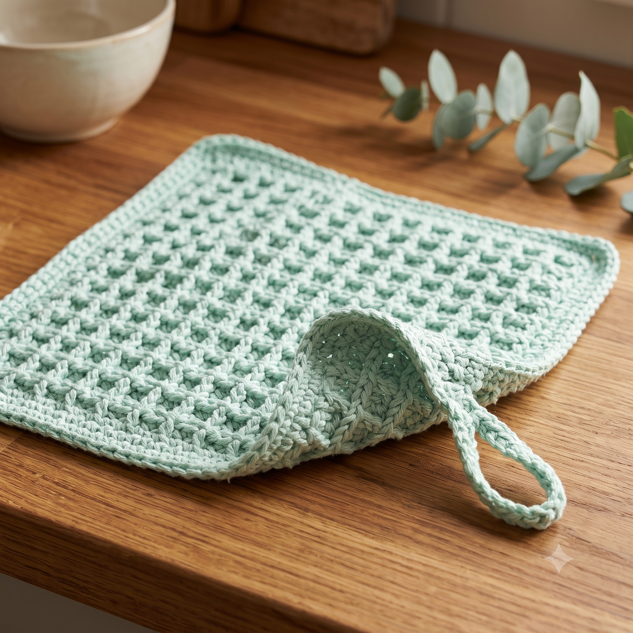 Waffle Stitch Crochet Dishcloth Pattern PDF, Easy Beginner Kitchen Cloth, Textured Washcloth, Reusable Dishcloth, US Terms, Instant Download