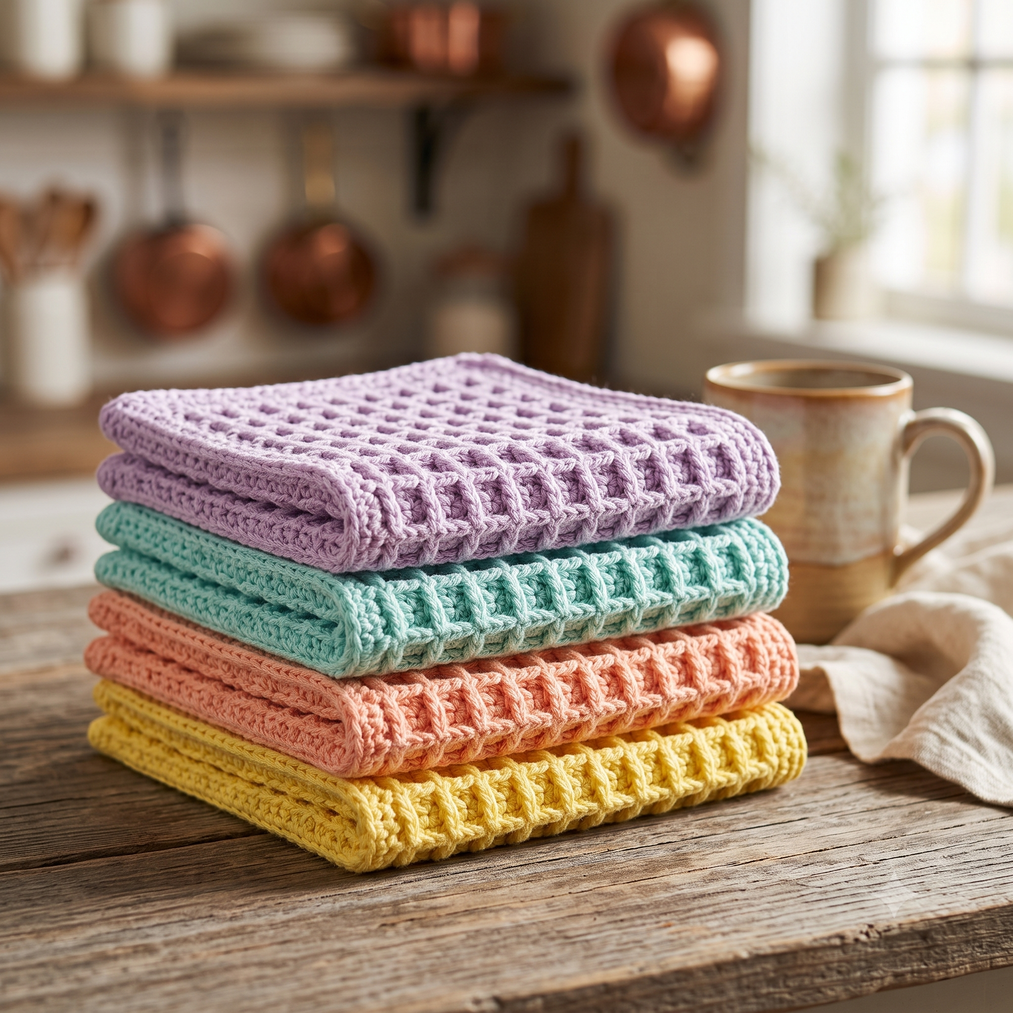 Waffle Stitch Crochet Dishcloth Pattern PDF, Easy Beginner Kitchen Cloth, Textured Washcloth, Reusable Dishcloth, US Terms, Instant Download