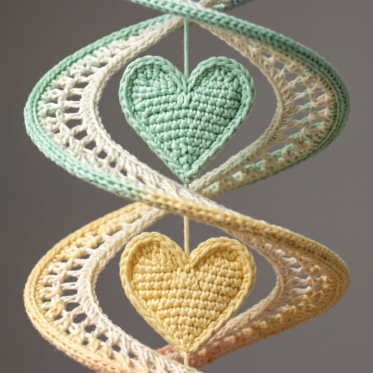 Crochet Heart Wall Hanging Pattern PDF | Rainbow Spiral Window Decoration, 6 Hearts | 31-32 in Finished | US Terms