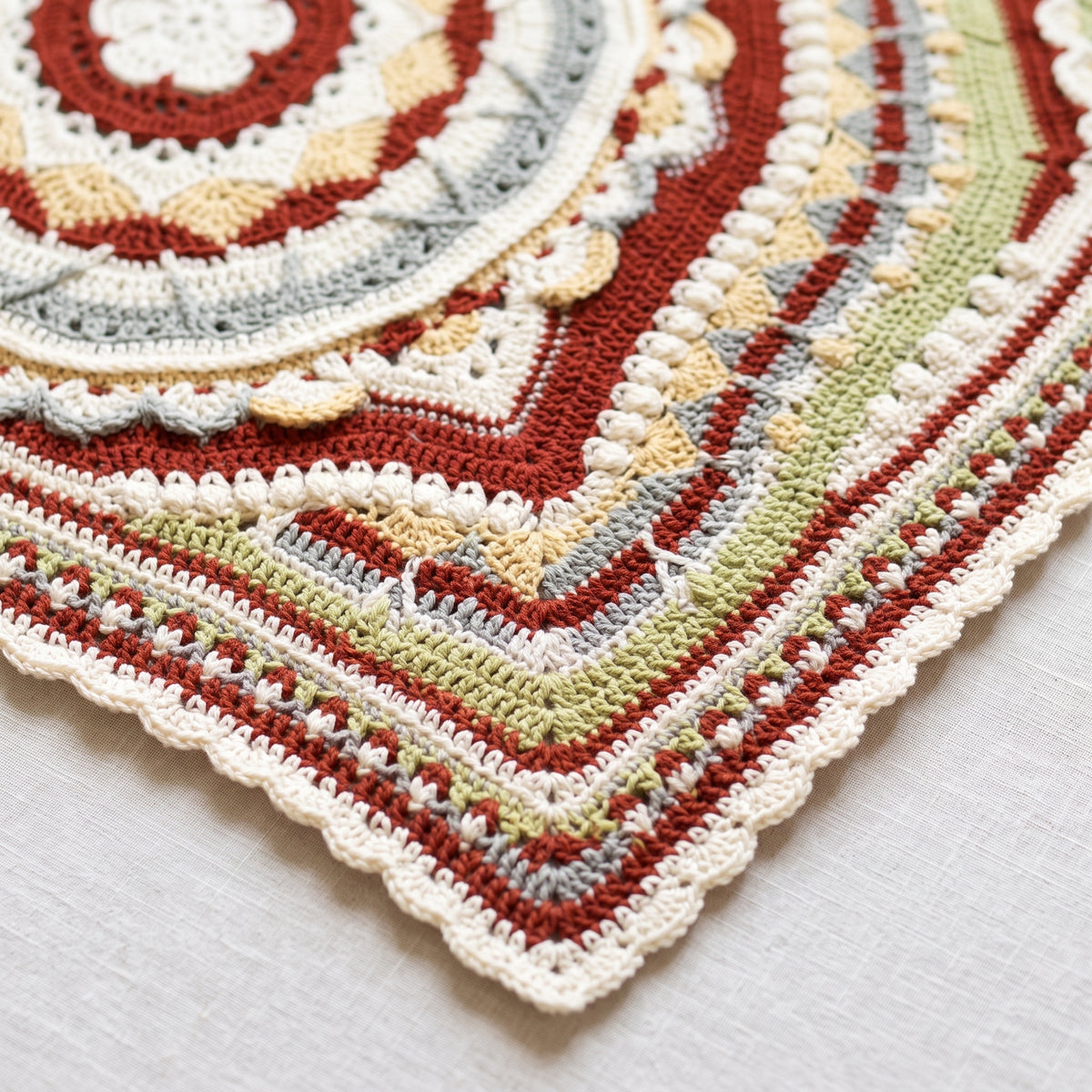 Mandala Square Blanket Crochet Pattern | Textured Round-to-Square Bedspread | Any Size, Any Yarn | US & UK Terms | PDF Download