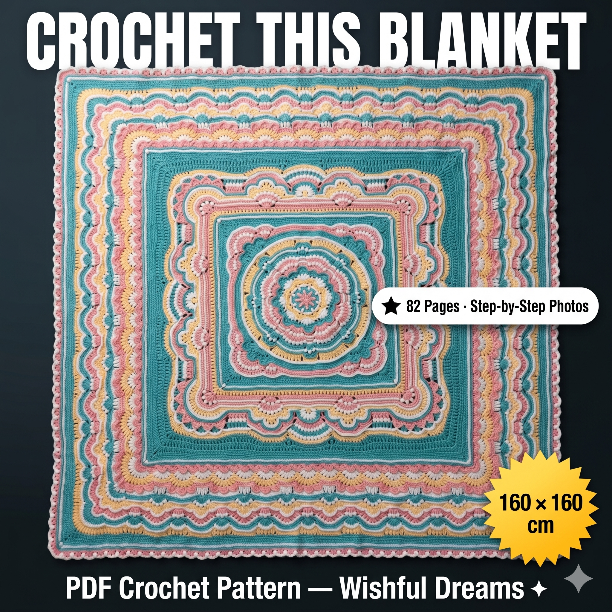 Wishful Dreams Crochet Blanket Pattern: Vintage Vibe Photo Tutorial (PDF)