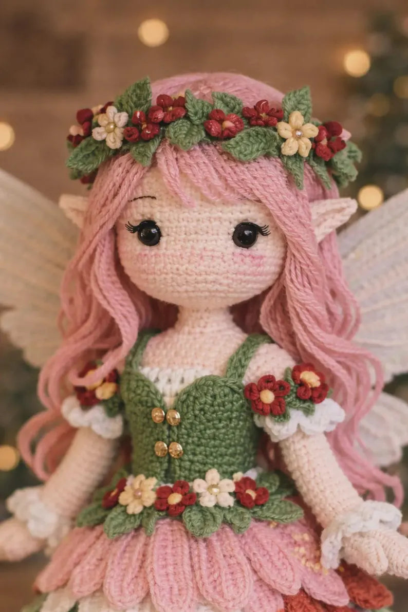 Woodland Fairy Dragon Doll Crochet Pattern PDF, Amigurumi Fantasy Doll Pattern, Flower Fairy Toy, Handmade Crochet Doll Tutorial