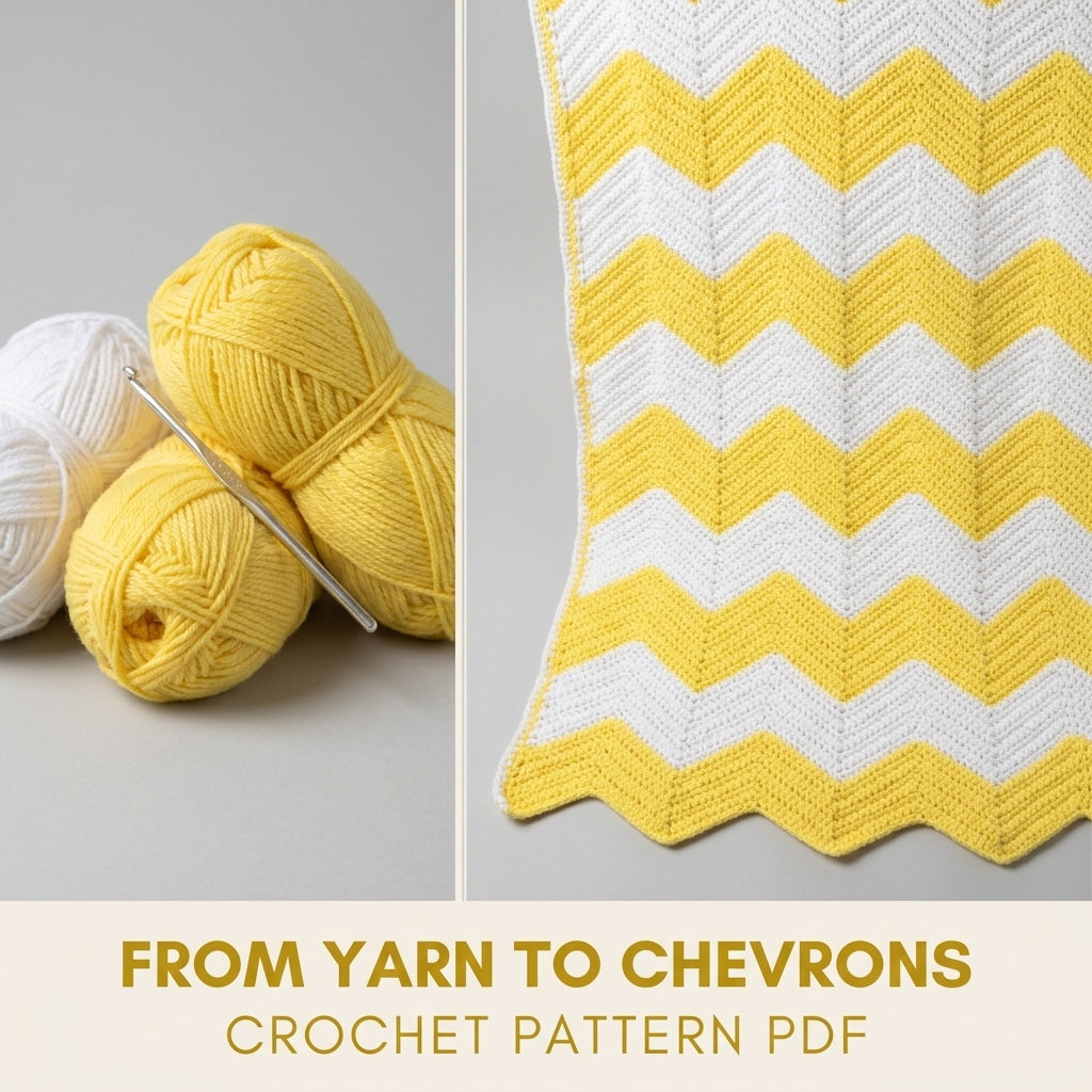 Yellow and White Chevron Blanket Crochet Pattern PDF – Classic Stripes