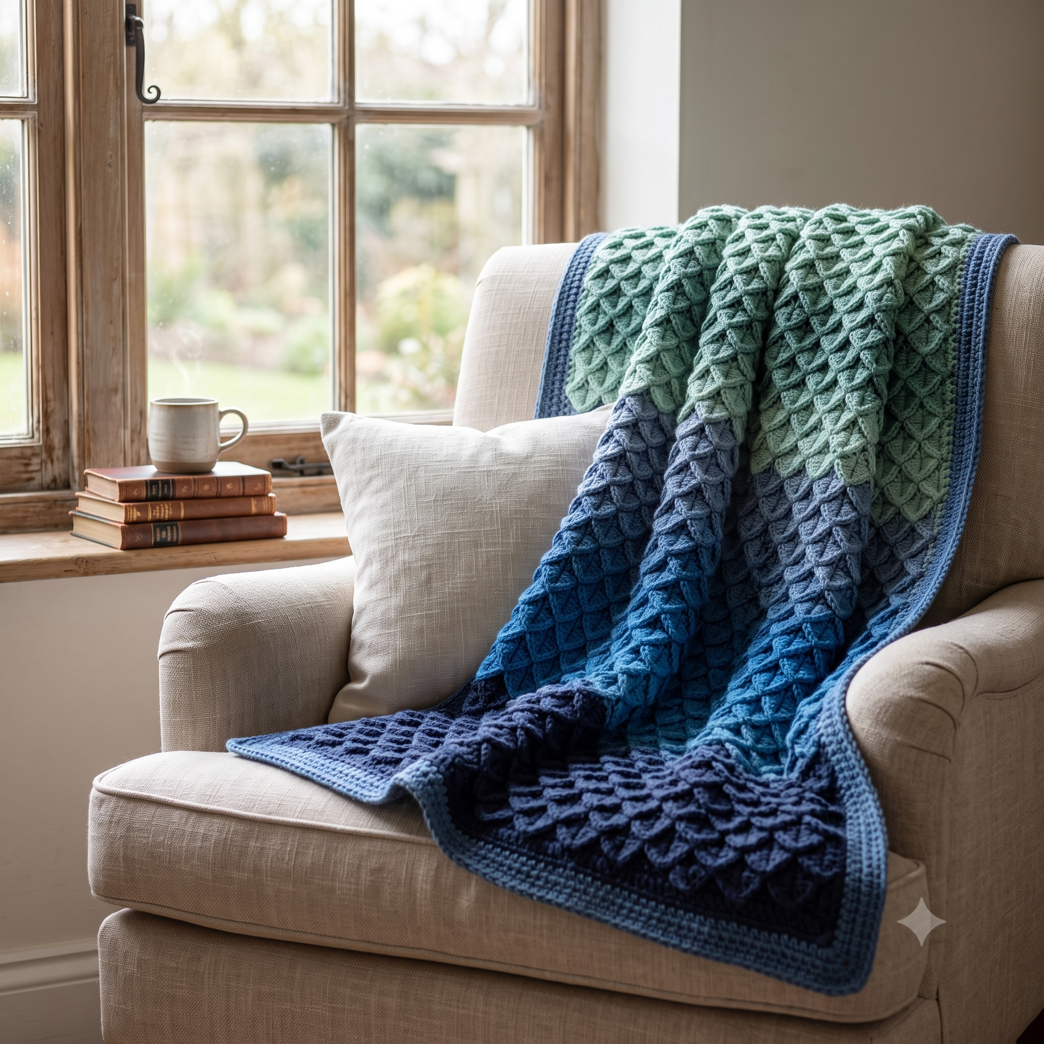 Dragon Scales Crochet Blanket Pattern PDF, Easy Textured Afghan, Dragon Scale Stitch Throw, English US Terms, Instant Download