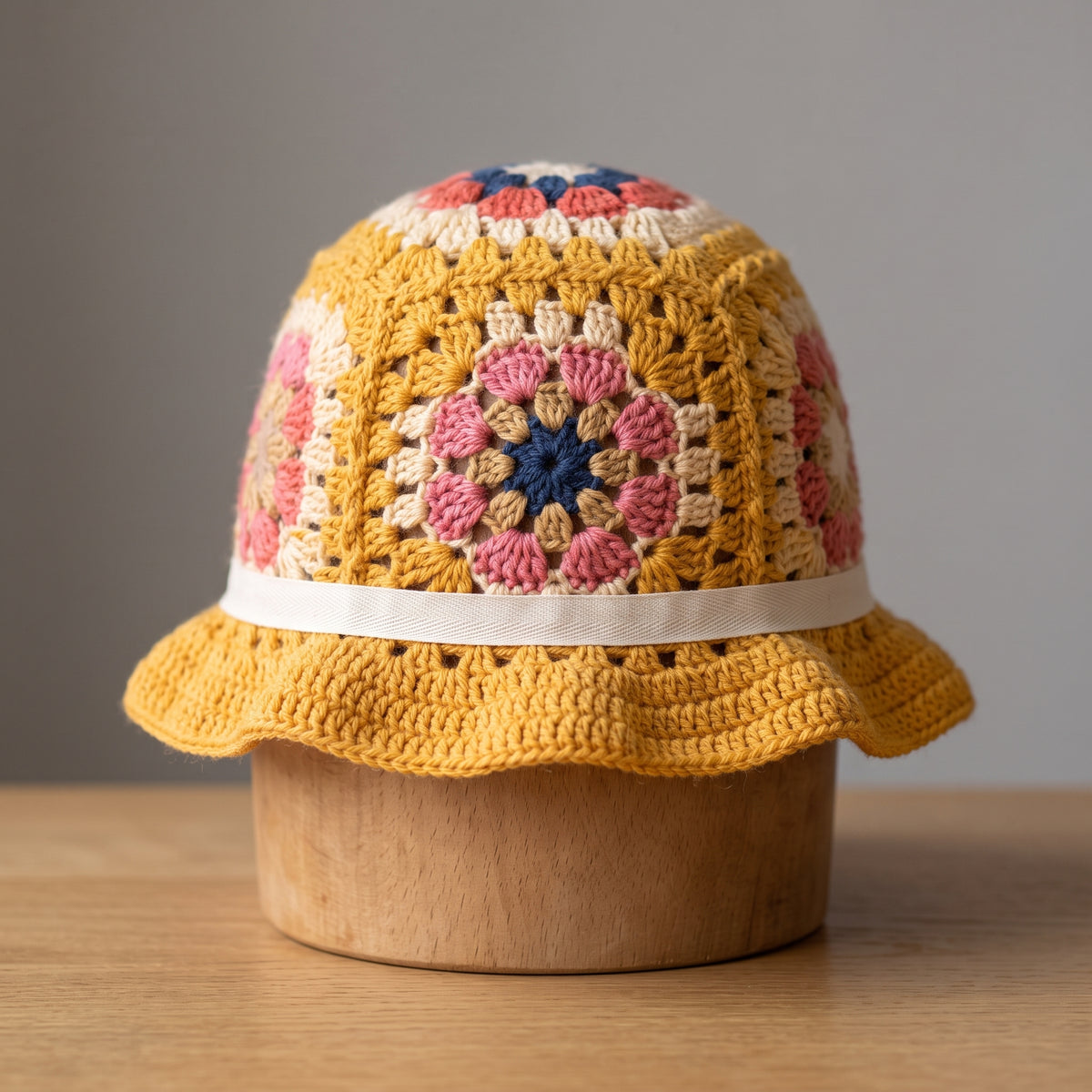 Granny Square Bucket Hat Crochet Pattern PDF, Afghan Flower Hat