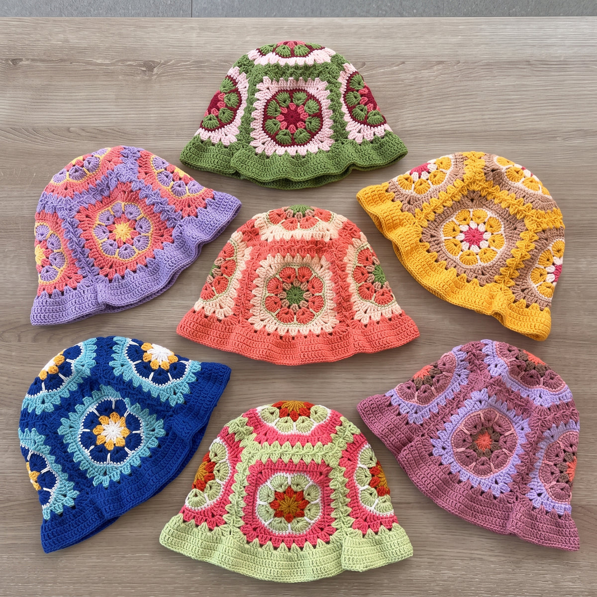 Granny Square Bucket Hat Crochet Pattern PDF, Afghan Flower Hat