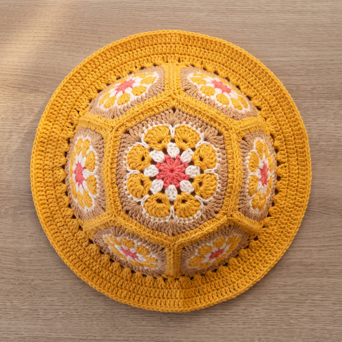 Granny Square Bucket Hat Crochet Pattern PDF, Afghan Flower Hat