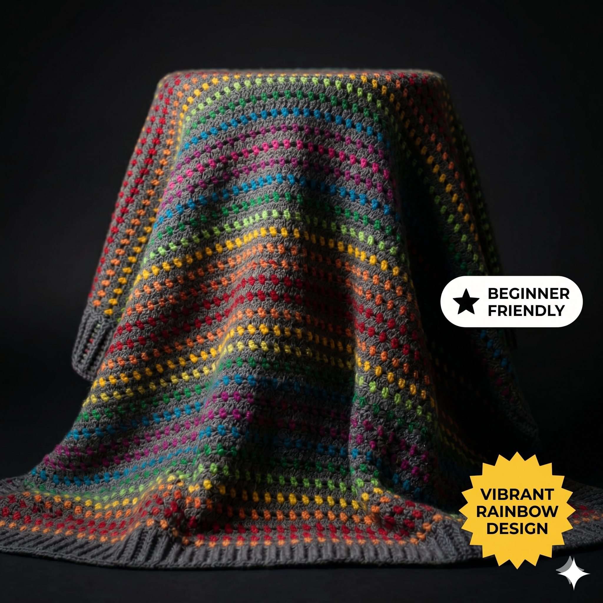 Rainbow Through the Storm Crochet Blanket Pattern (PDF digital download Written in English with UK crochet terms)