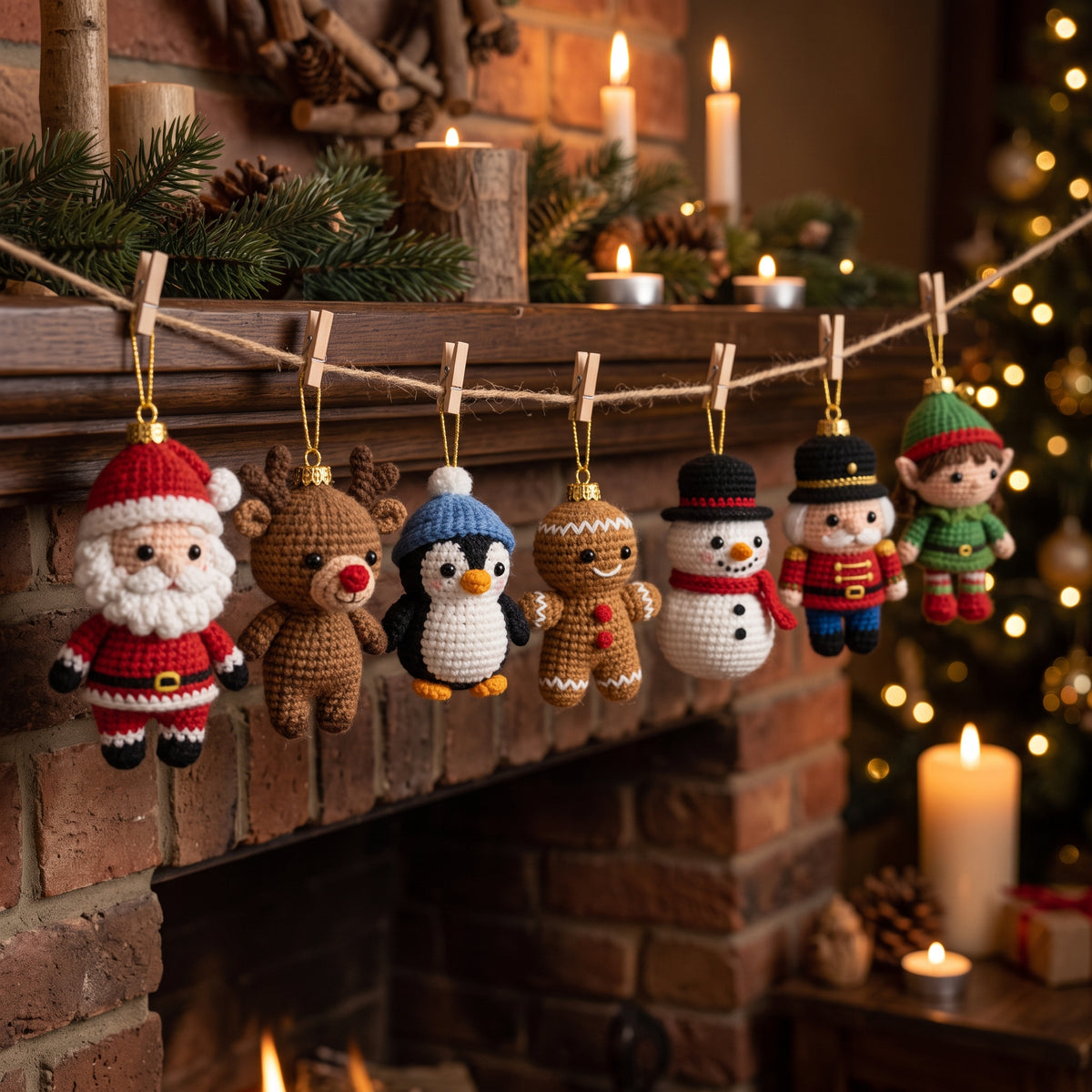 20 Christmas Crochet Ornament Patterns PDF, Amigurumi Bauble Set, Santa, Reindeer, Snowman, Gnome, Beginner, No Abbreviations