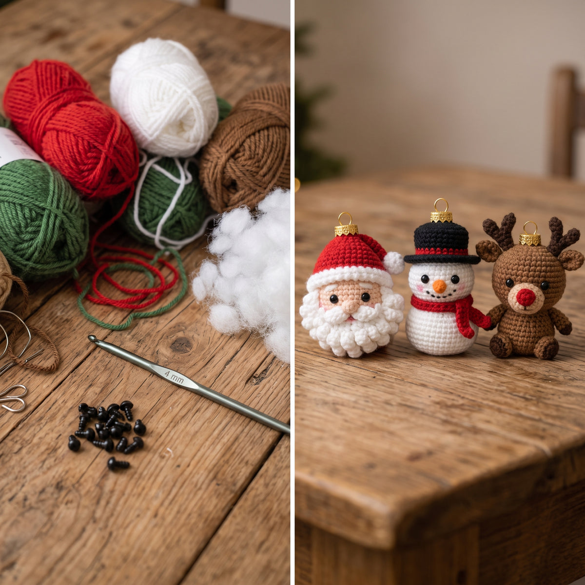 20 Christmas Crochet Ornament Patterns PDF, Amigurumi Bauble Set, Santa, Reindeer, Snowman, Gnome, Beginner, No Abbreviations