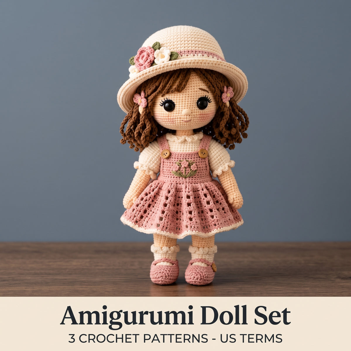Crochet Doll Pattern PDF Bundle, 3 Dolls, Amigurumi US Terms