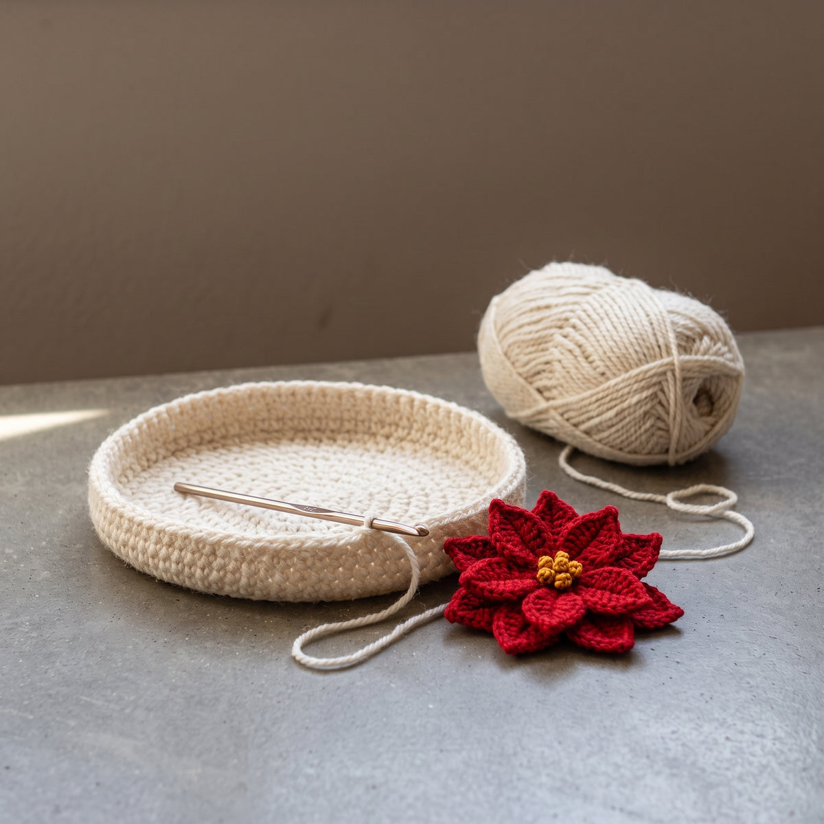 Christmas Crochet Pattern Bundle, 4 in 1 Christmas Basket Pots, Tree, Poinsettia, Candy Cane and Reindeer, PDF
