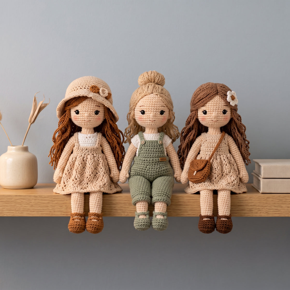 6 Crochet Doll Patterns PDF Bundle, Amigurumi Girl Dolls Set