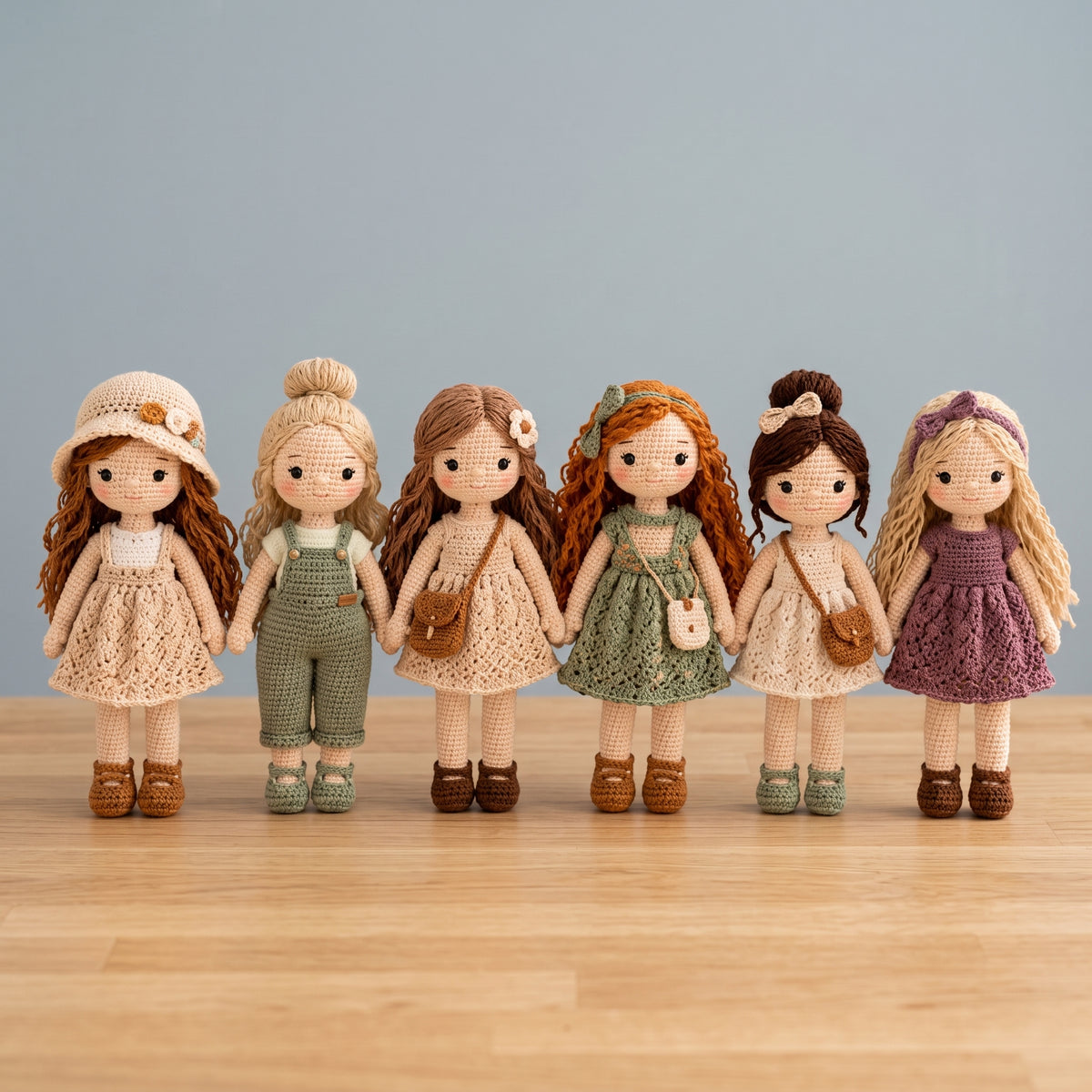 6 Crochet Doll Patterns PDF Bundle, Amigurumi Girl Dolls Set
