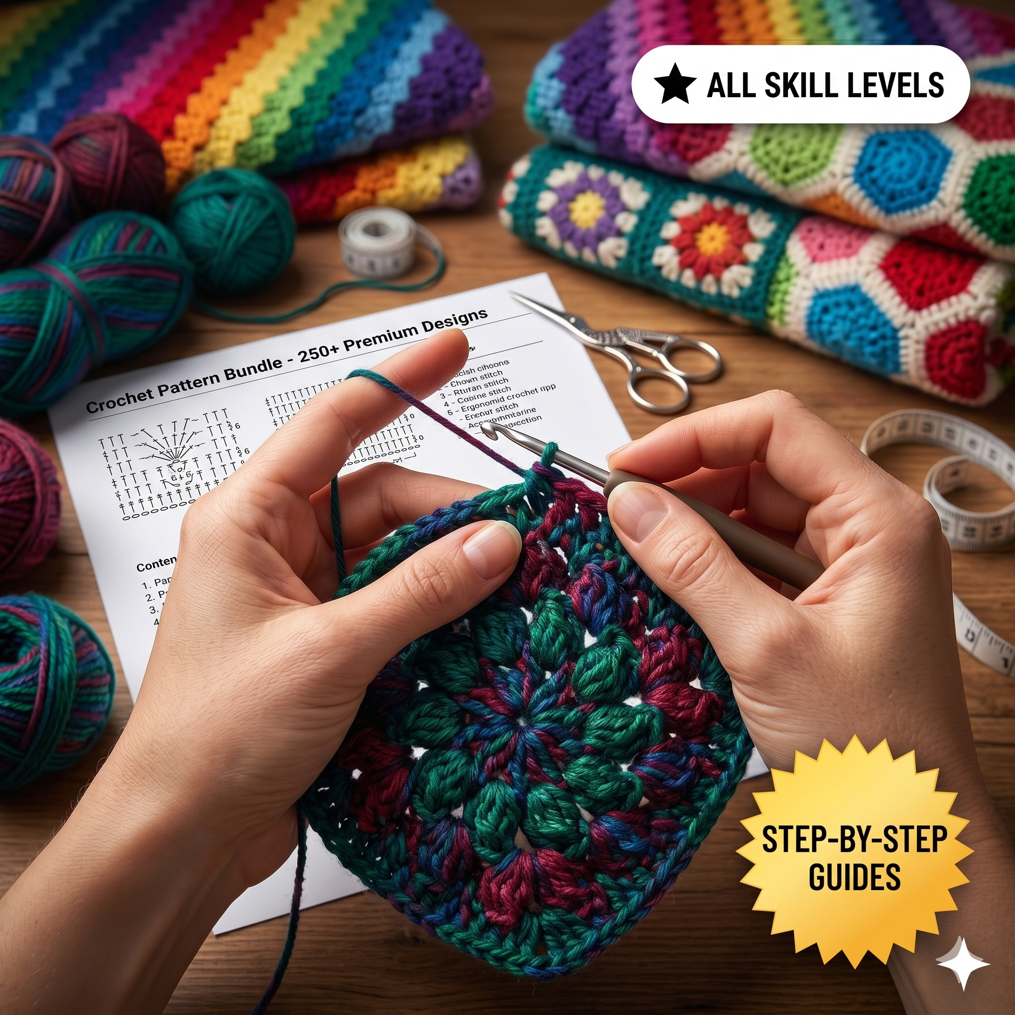 250+ Crochet Blanket Patterns Bundle | Afghan Blankets, Baby Blankets, Granny Blankets & Throws (PDF)