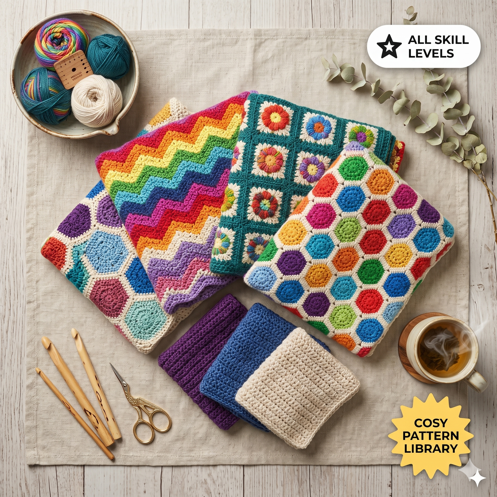 250+ Crochet Blanket Patterns Bundle | Afghan Blankets, Baby Blankets, Granny Blankets & Throws (PDF)