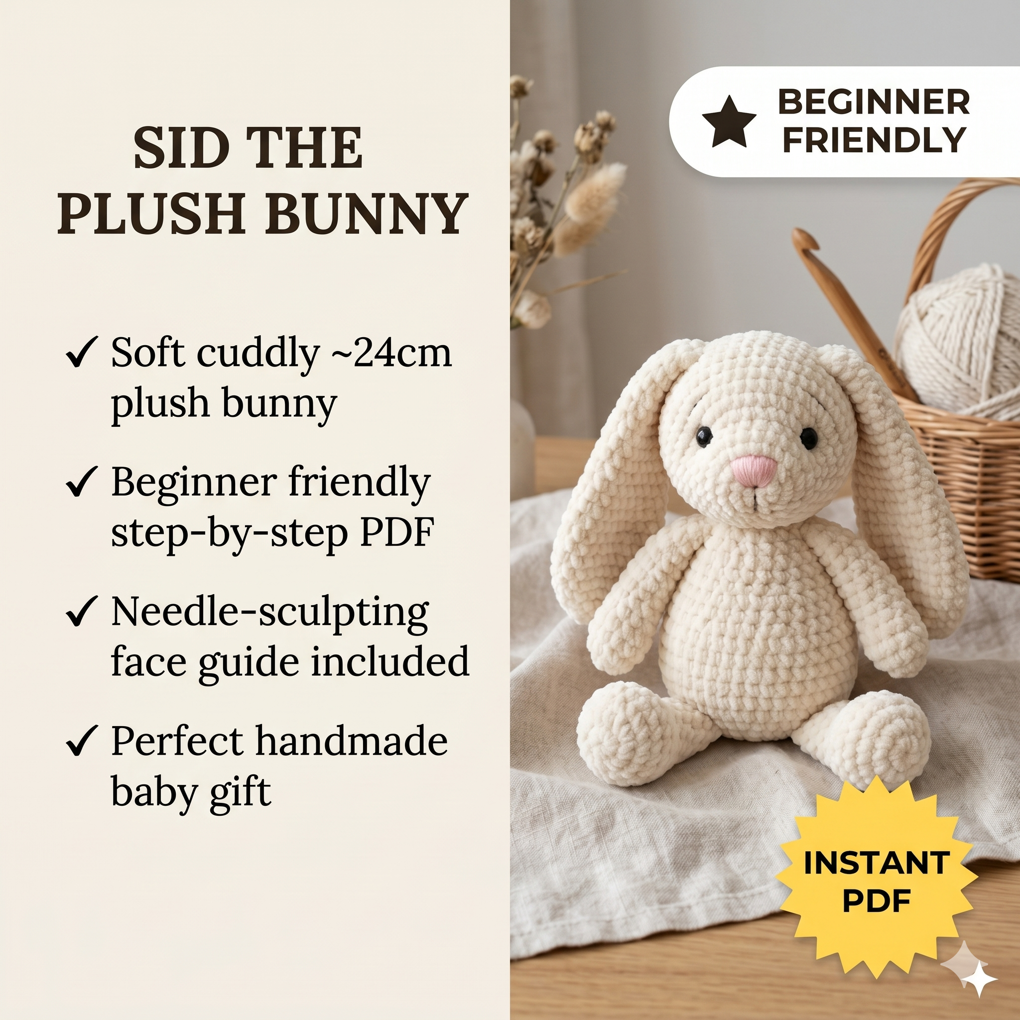 Crochet Pattern Bunny PDF, Amigurumi Bunny Pattern Toys, Rabbit crochet pattern for Beginners, Easter Bunny Crochet, Crochet Rabbit Pattern