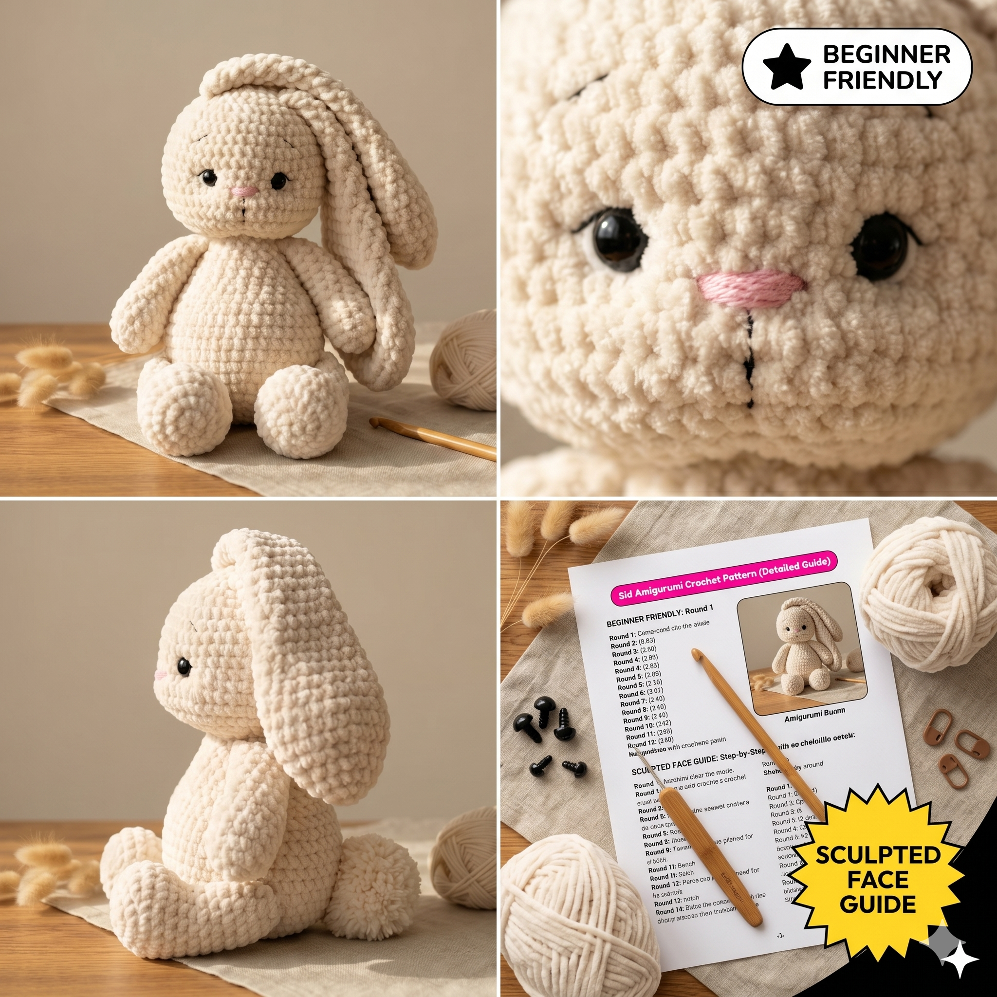 Crochet Pattern Bunny PDF, Amigurumi Bunny Pattern Toys, Rabbit crochet pattern for Beginners, Easter Bunny Crochet, Crochet Rabbit Pattern