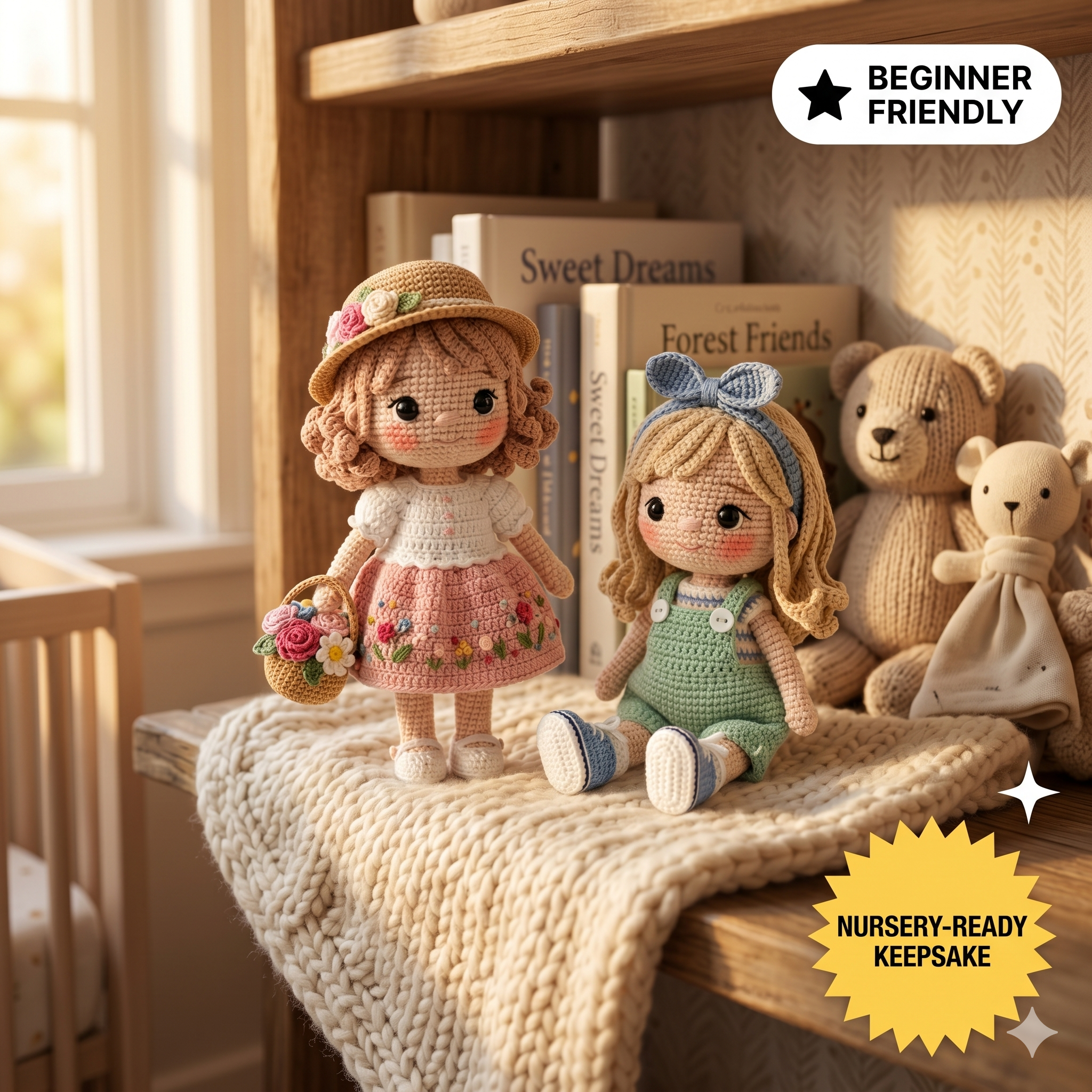 Crochet Doll Pattern, Amigurumi Girl Toy, Beginner Friendly (PDF Pattern Only)