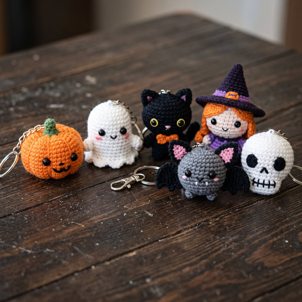 Halloween Amigurumi Keychains Pattern Ebook, 61 Tiny Crochet Designs, Bag Charms and Craft Fair Makes, US Terms PDF
