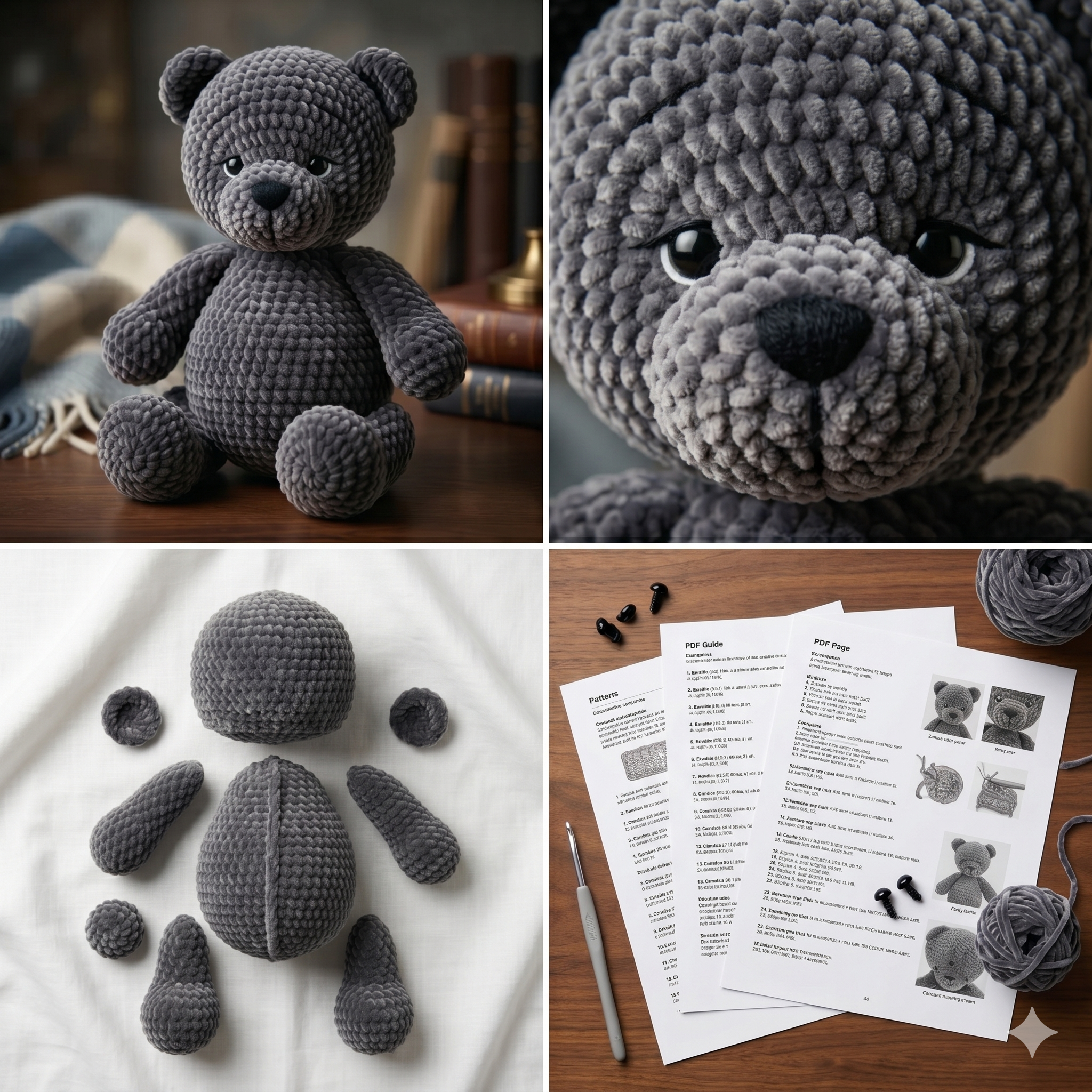 Amigurumi Teddy Bear Crochet Pattern | Plush Stuffed Animal Toy PDF