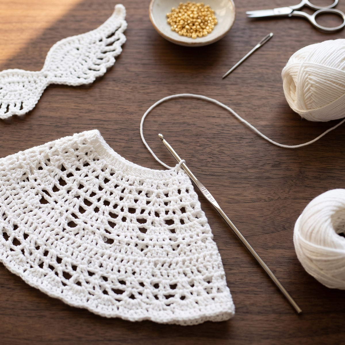 Crochet Angel Ornament Pattern PDF | 2 in 1 Christmas Angel & Gift Box Topper | Beaded Lace Wings | US Terms