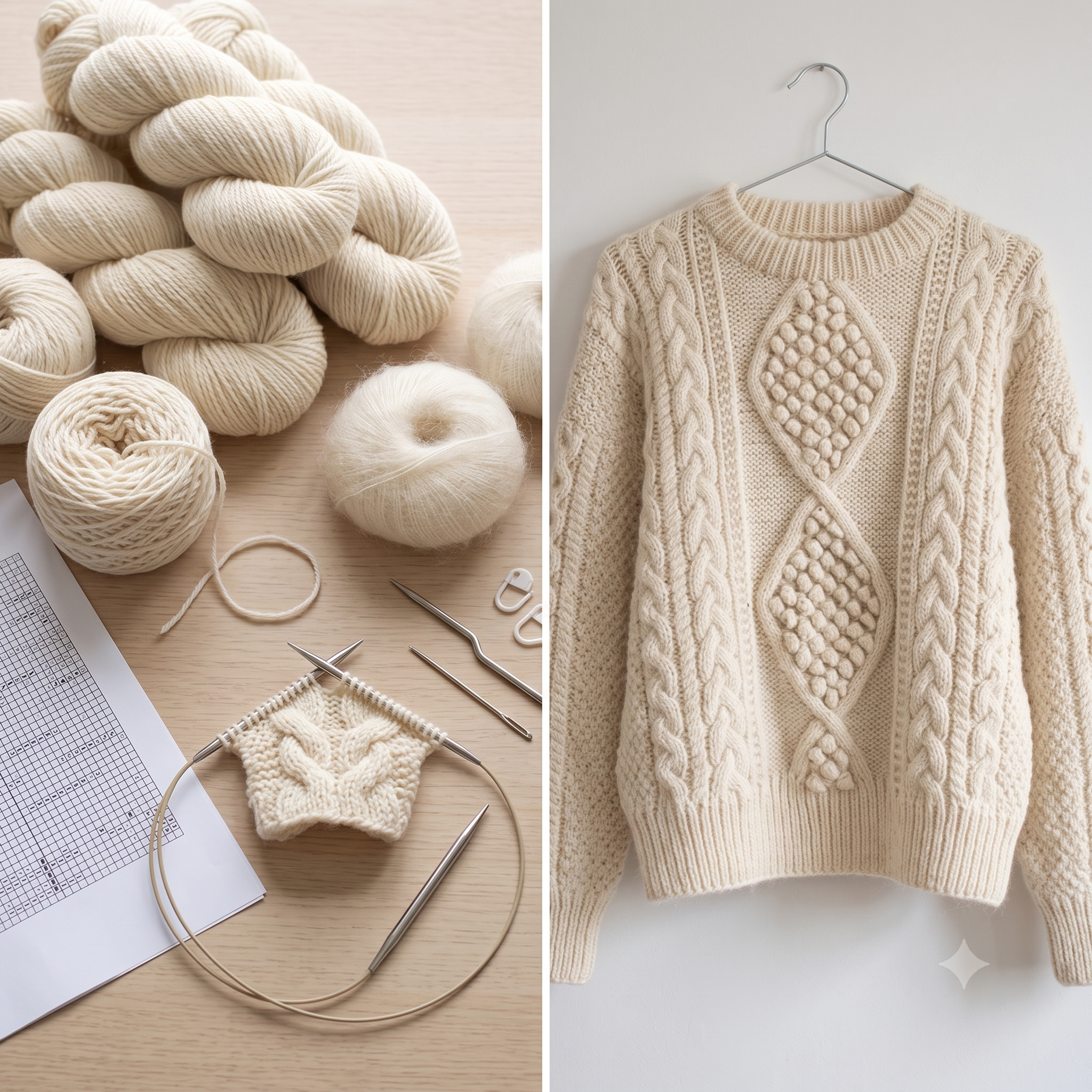 Aran Cable Sweater Knitting Pattern PDF | Top Down Fisherman Jumper | 8 Sizes Worsted and Mohair | Instant Download
