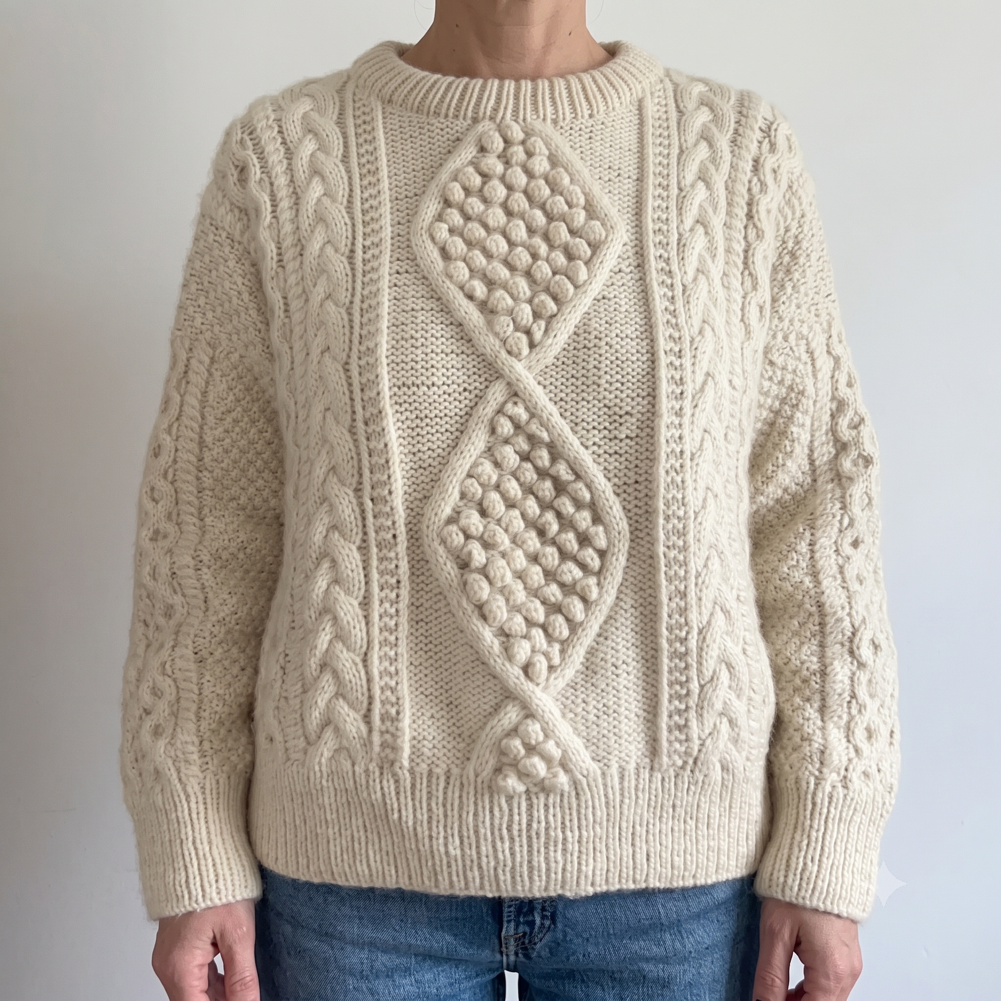 Aran Cable Sweater Knitting Pattern PDF | Top Down Fisherman Jumper | 8 Sizes Worsted and Mohair | Instant Download