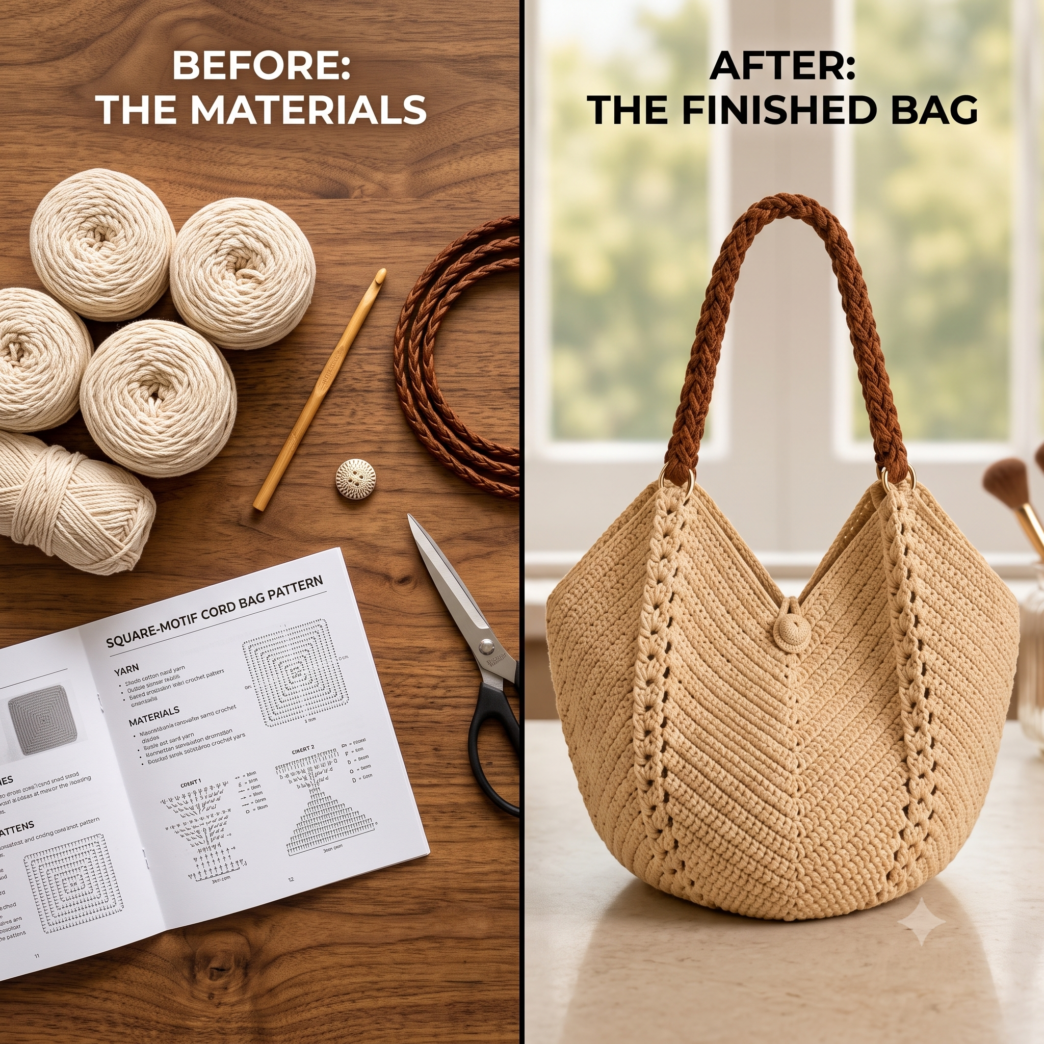 Crochet Square Motif Shoulder Bag Pattern PDF, Easy Purse Tutorial, Textured Bag Pattern, Digital Download, Beginner Friendly