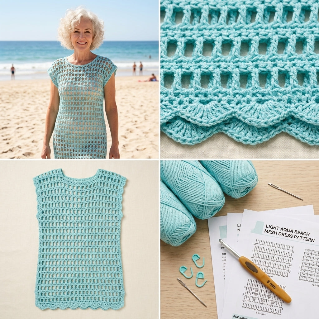 Mesh Beach Cover-Up — Crochet Pattern (PDF) | Oversized Beach Dress XS–5XL