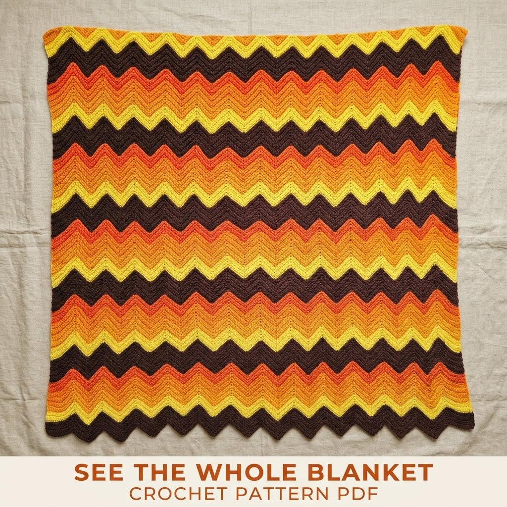 Sunset Ripple Blanket Crochet Pattern PDF – Retro Stripe Afghan