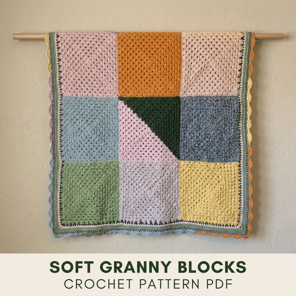 Granny Block Blanket Crochet Pattern PDF – Patchwork Granny Stitch Afghan