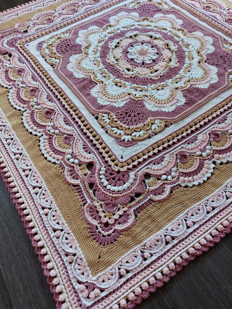 Blooming Joy Crochet Blanket Pattern: Vintage Vibe Photo Tutorial (PDF)