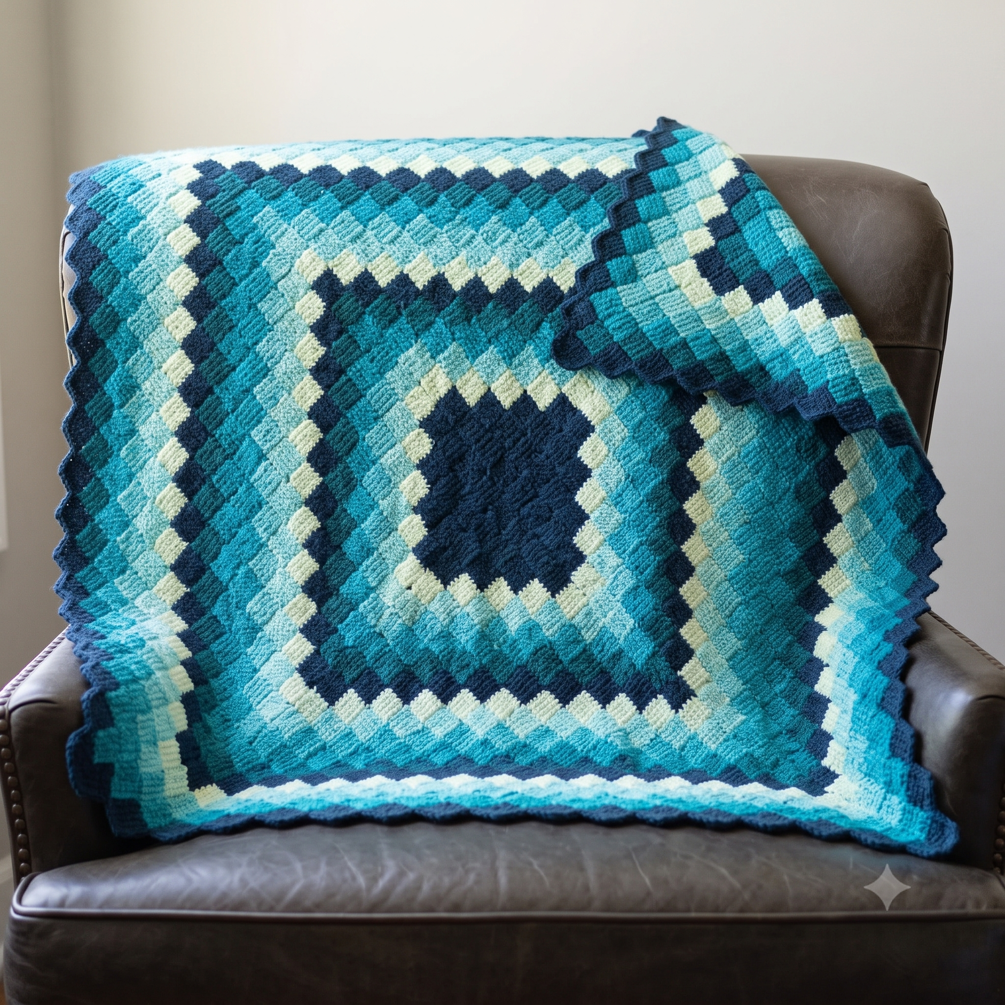 Gradient Square Blanket Crochet Pattern PDF, Ombre Blanket Pattern, Concentric Square Throw, Textured Block Stitch Blanket, Instant Download